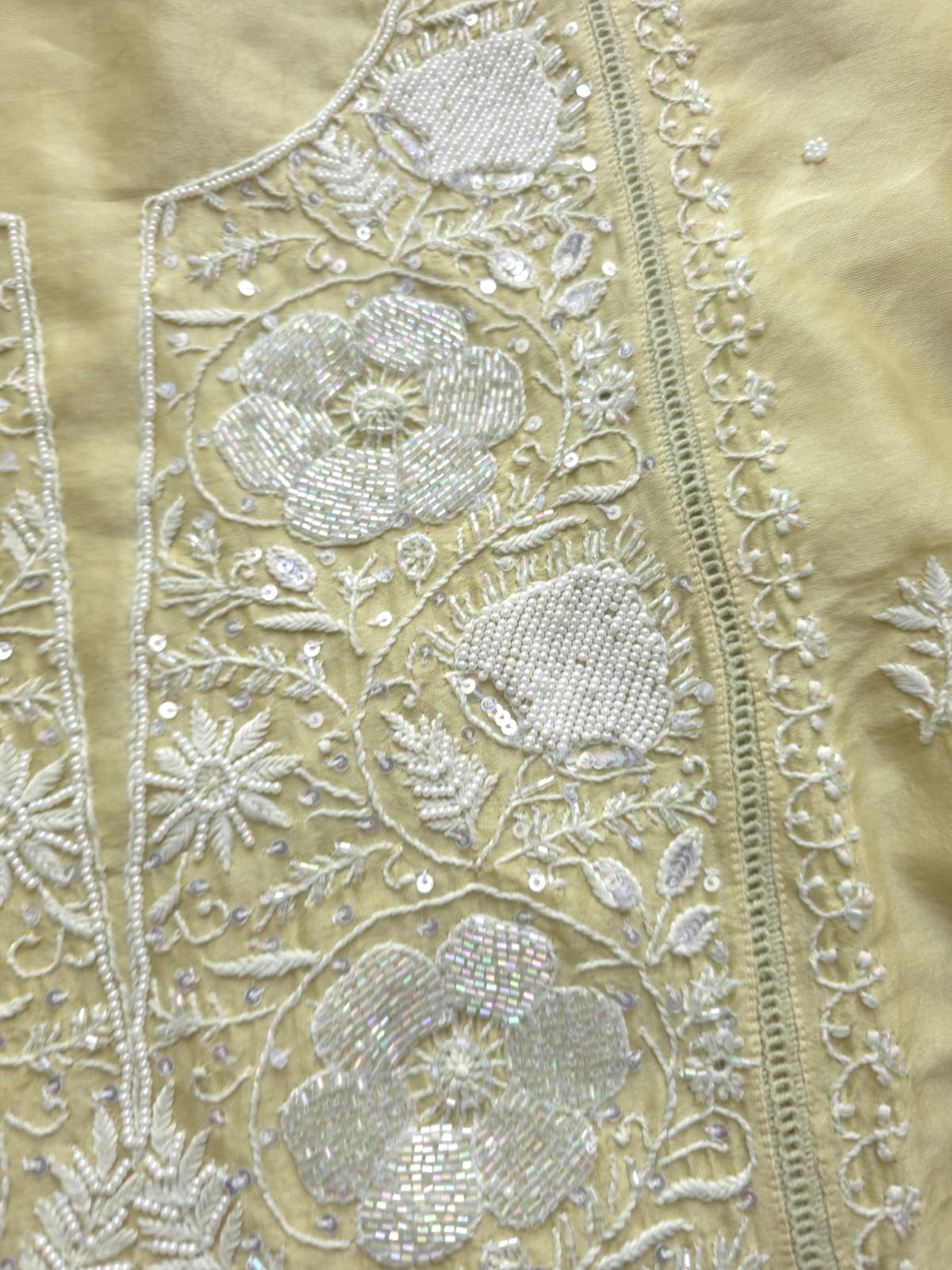 Olive color Semi Stitched kurta and dupatta set with chikan work and embellishments