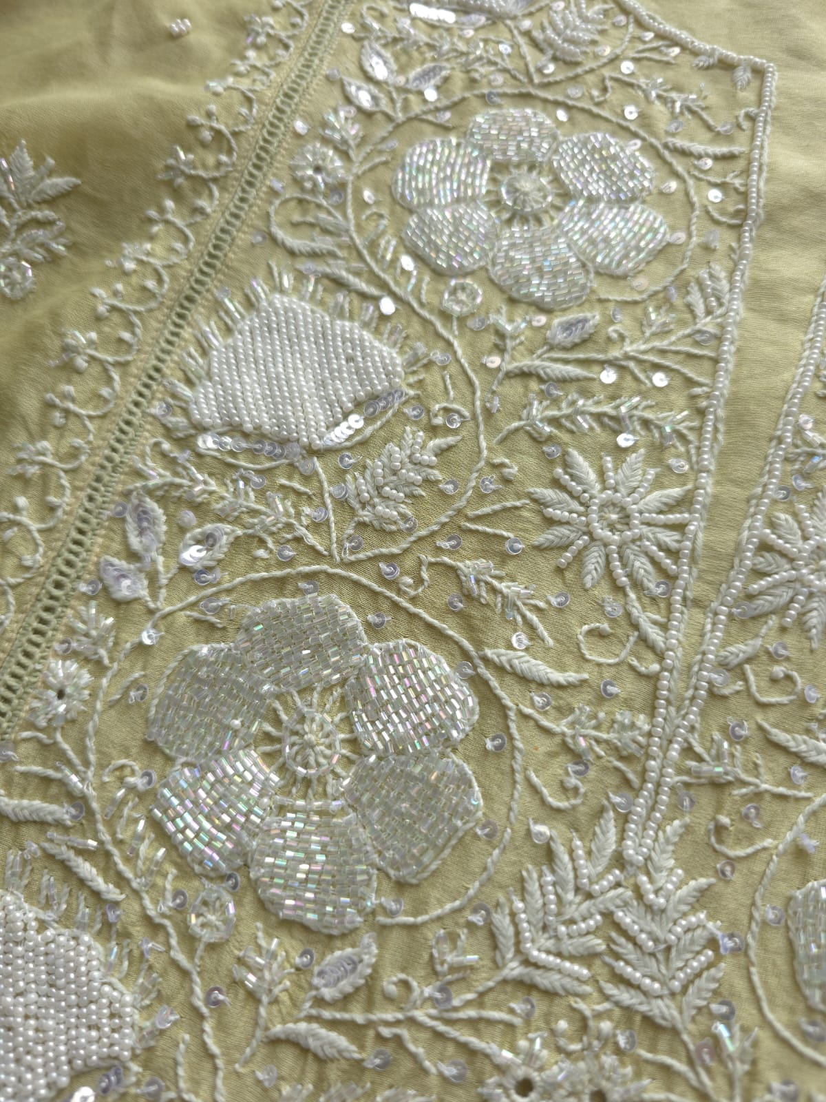 Olive color Semi Stitched kurta and dupatta set with chikan work and embellishments