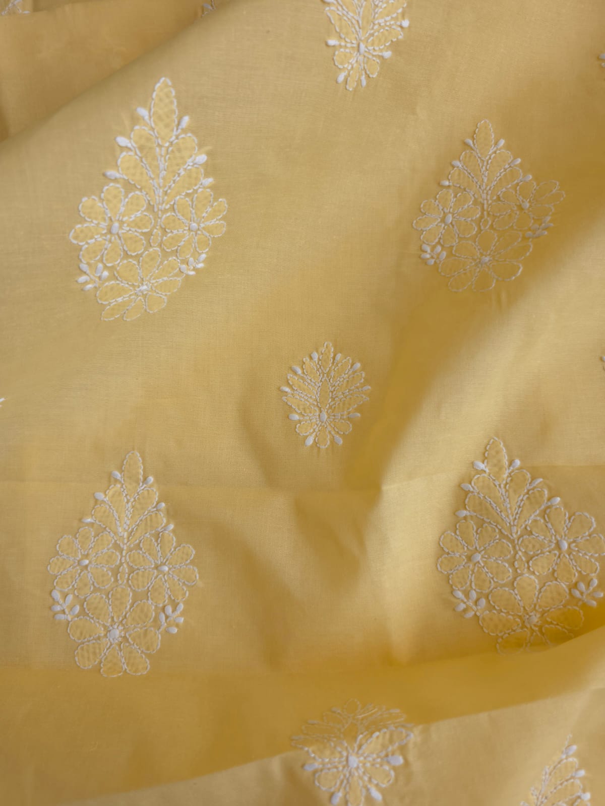 Muskmelon Yellow Cotton Kurta with Fine Chikankari