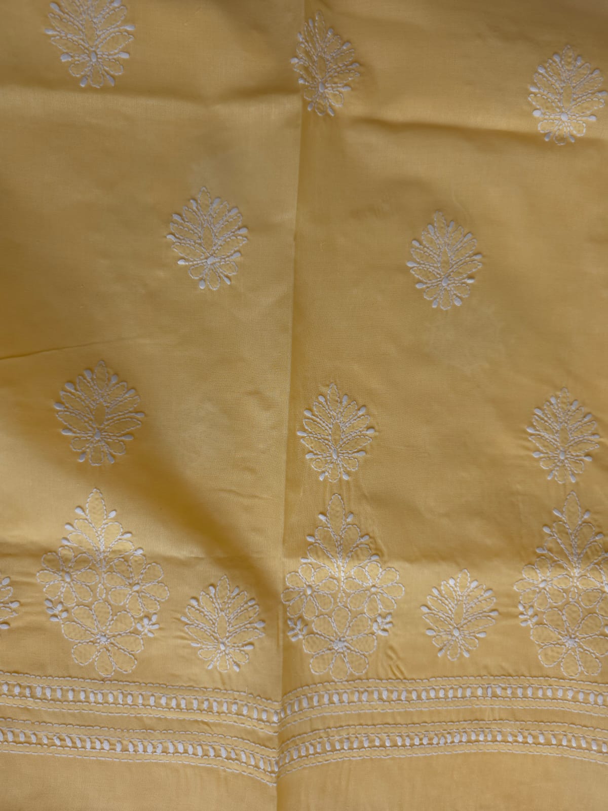 Muskmelon Yellow Cotton Kurta with Fine Chikankari