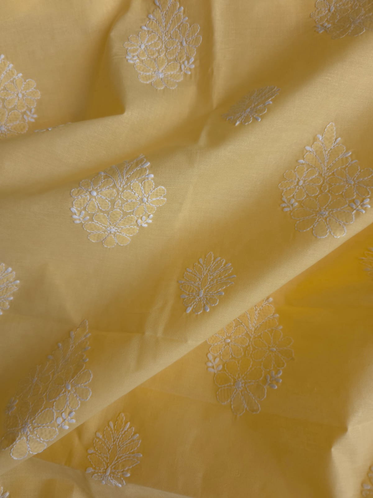 Muskmelon Yellow Cotton Kurta with Fine Chikankari