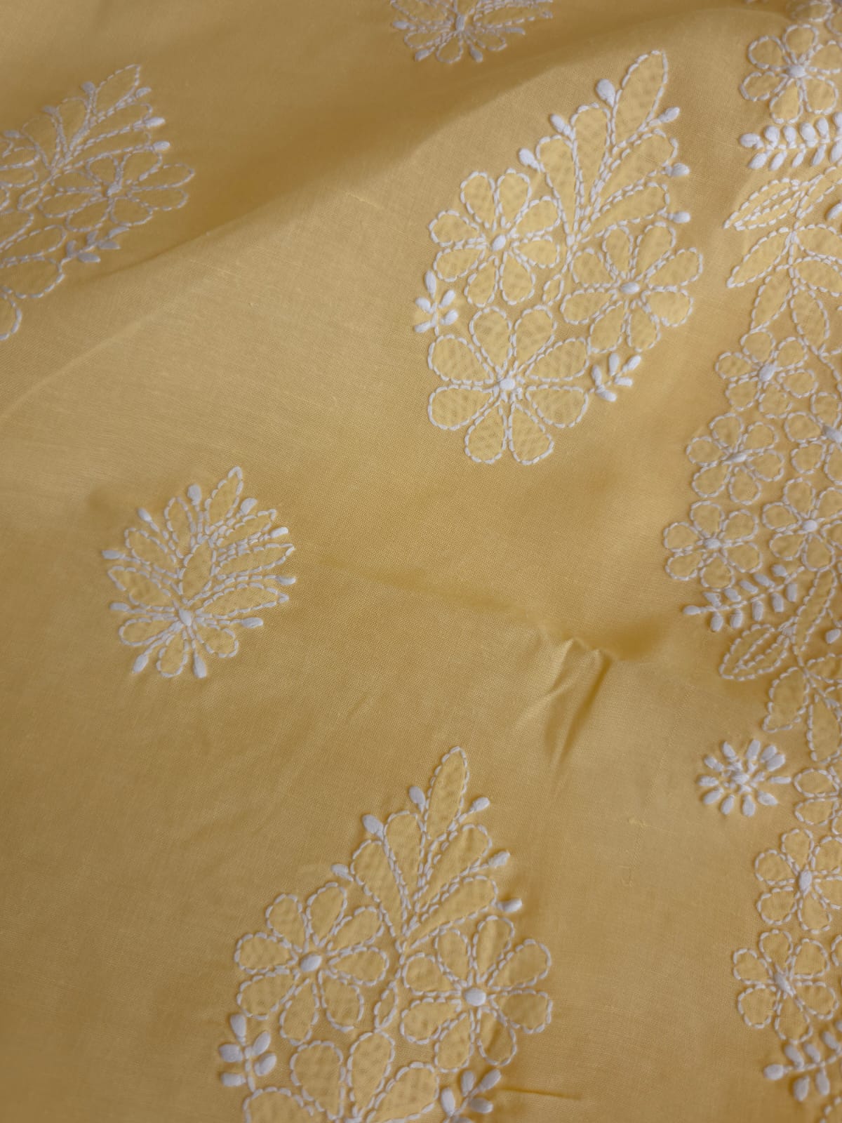 Muskmelon Yellow Cotton Kurta with Fine Chikankari