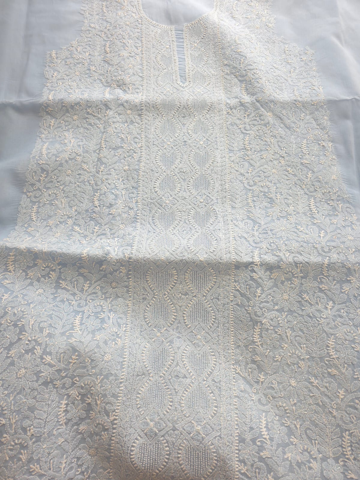 Powder blue Full set with Fine handwork and pearl cutdana work