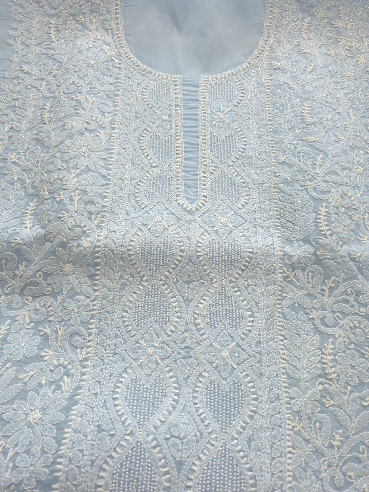 Powder blue Full set with Fine handwork and pearl cutdana work