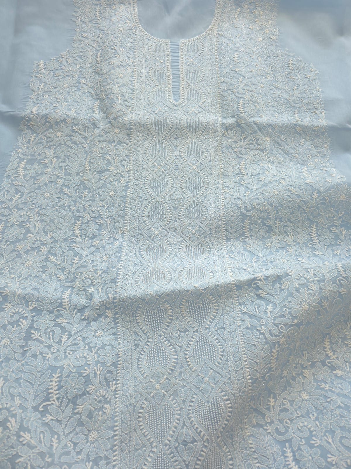 Powder blue Full set with Fine handwork and pearl cutdana work