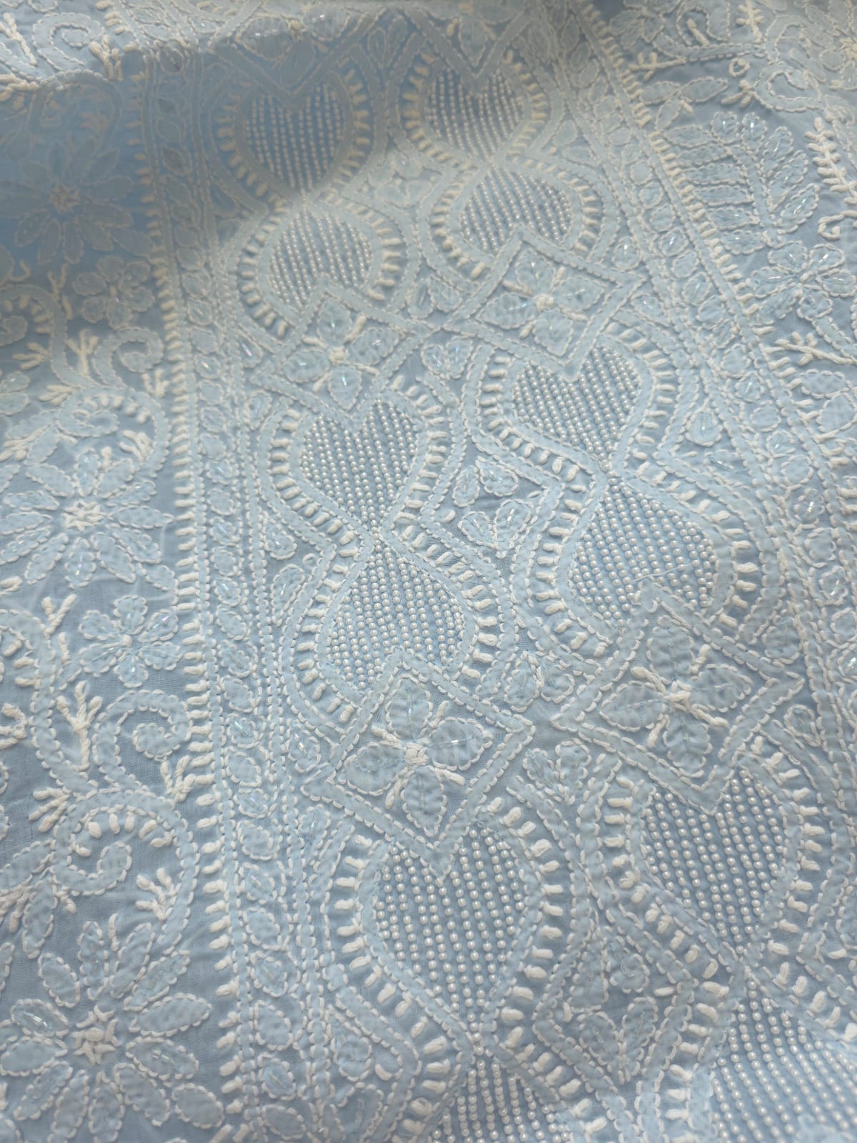 Powder blue Full set with Fine handwork and pearl cutdana work