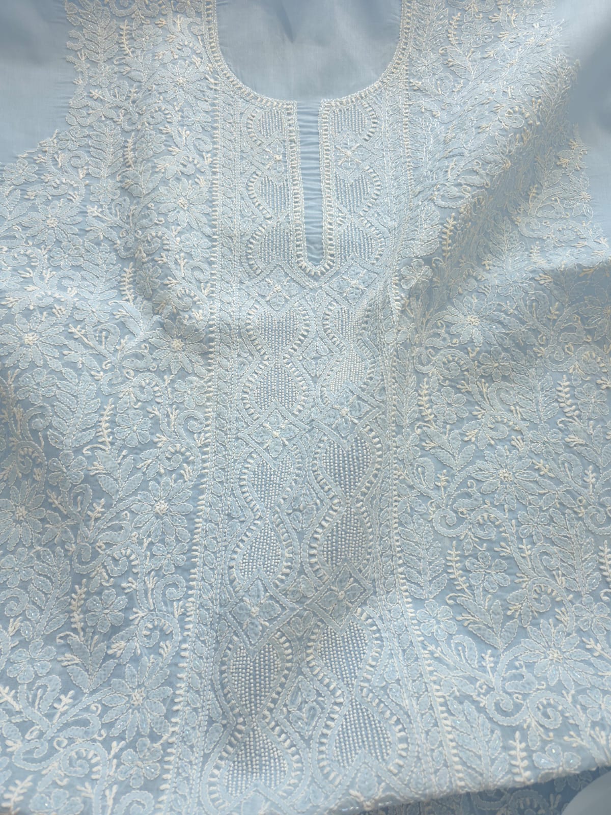 Powder blue Full set with Fine handwork and pearl cutdana work