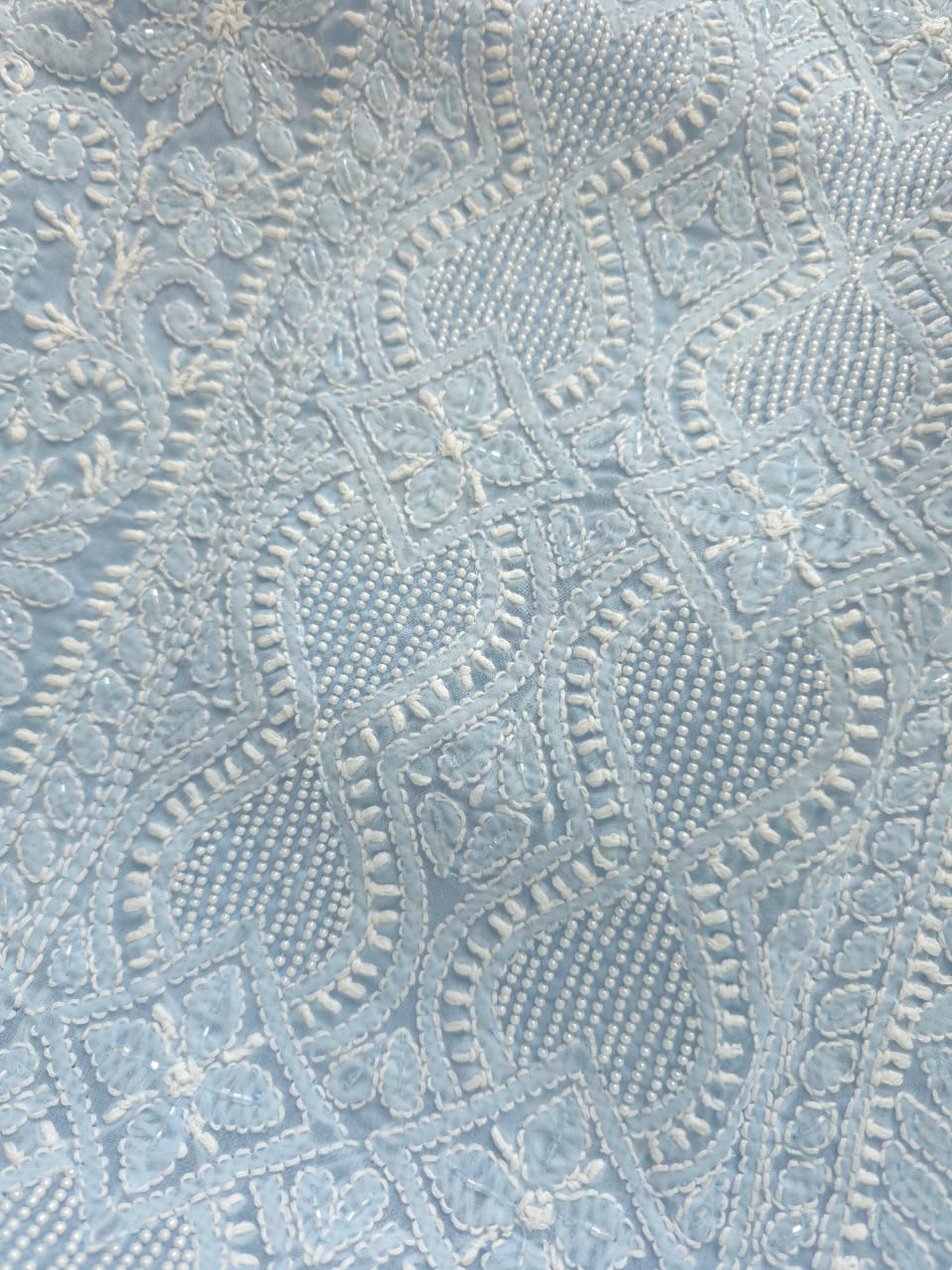 Powder blue Full set with Fine handwork and pearl cutdana work