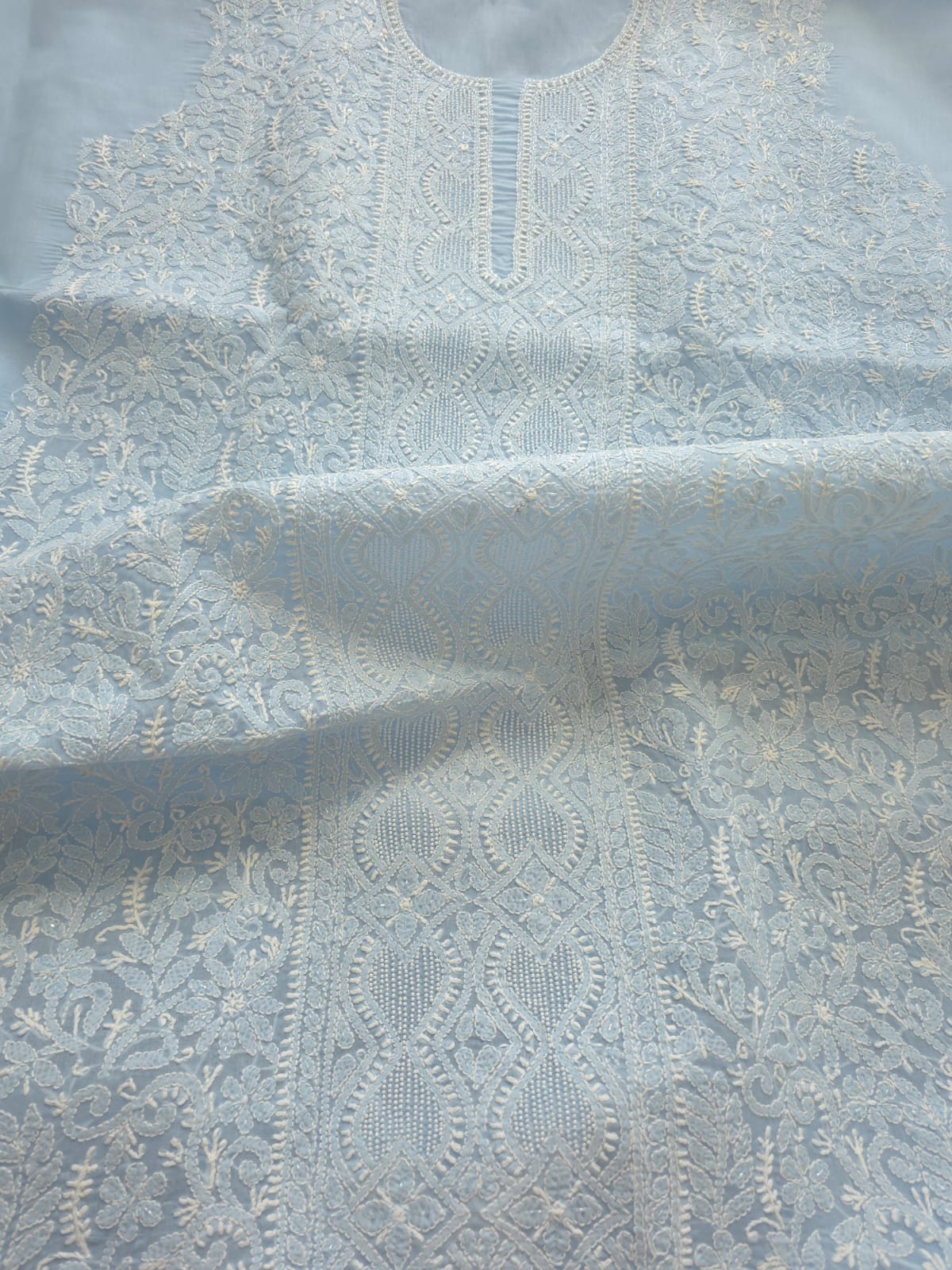 Powder blue Full set with Fine handwork and pearl cutdana work