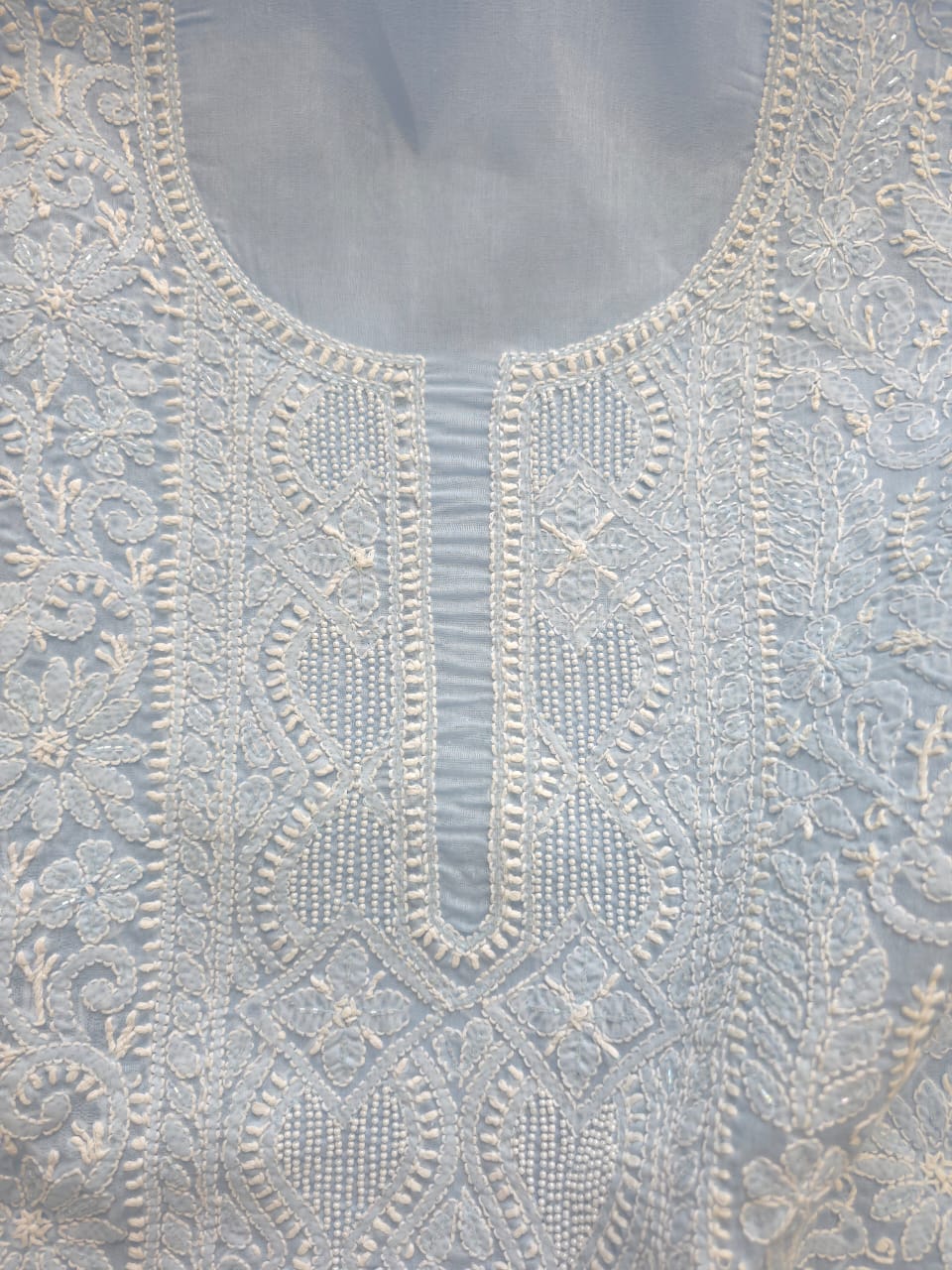 Powder blue Full set with Fine handwork and pearl cutdana work