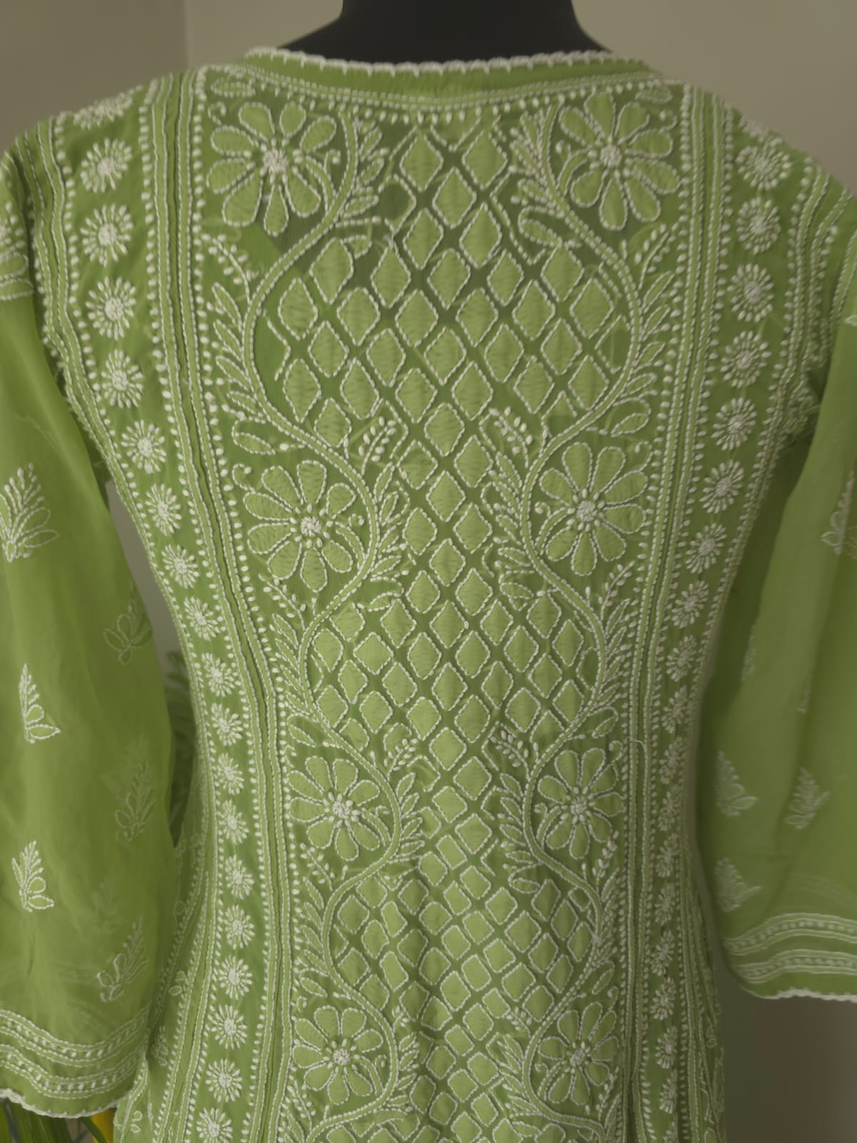 Green Georgette Stitched Full embroidered Anarkali Kalidar Kurta