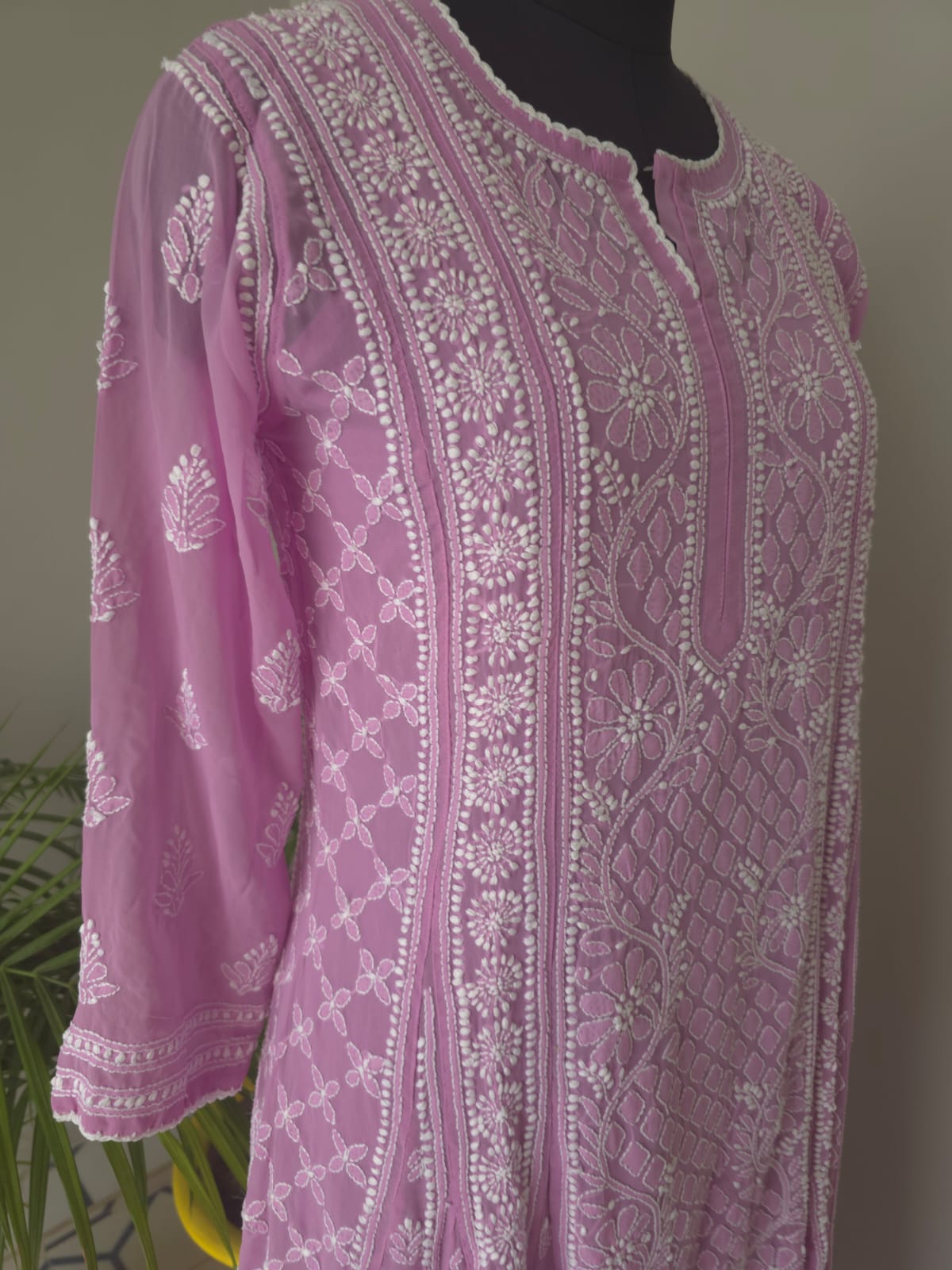 Lilac Georgette Stitched Full embroidered Anarkali Kalidar Kurta