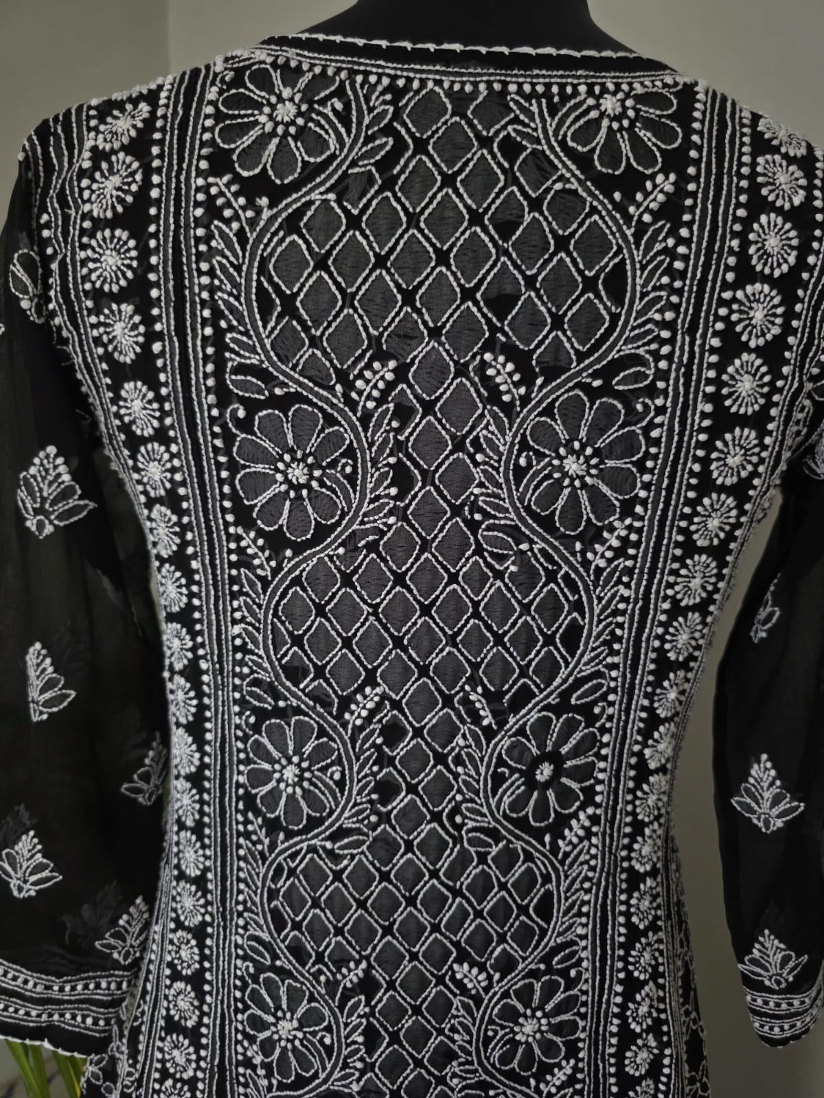 Black Georgette Stitched Full embroidered Anarkali Kalidar Kurta