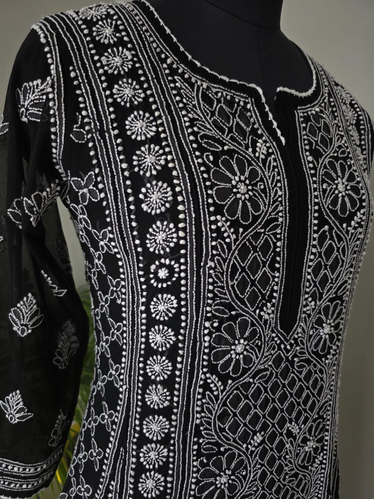 Black Georgette Stitched Full embroidered Anarkali Kalidar Kurta