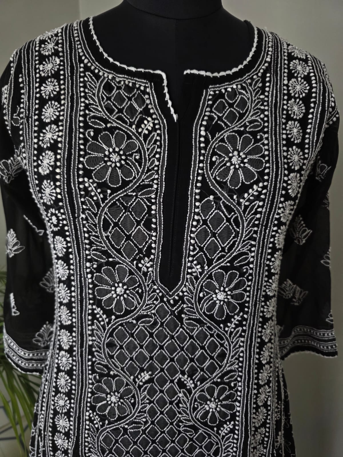 Black Georgette Stitched Full embroidered Anarkali Kalidar Kurta