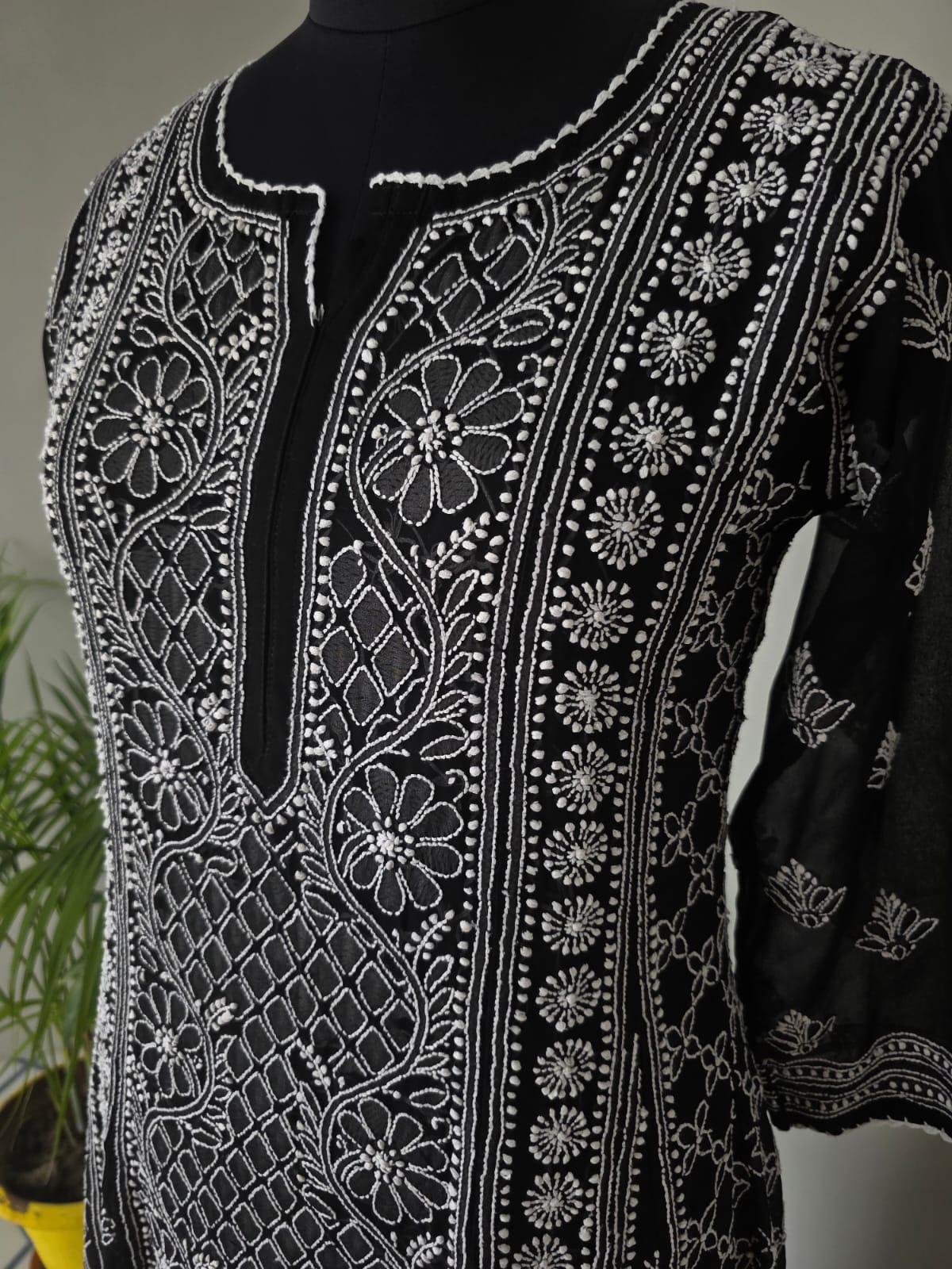 Black Georgette Stitched Full embroidered Anarkali Kalidar Kurta