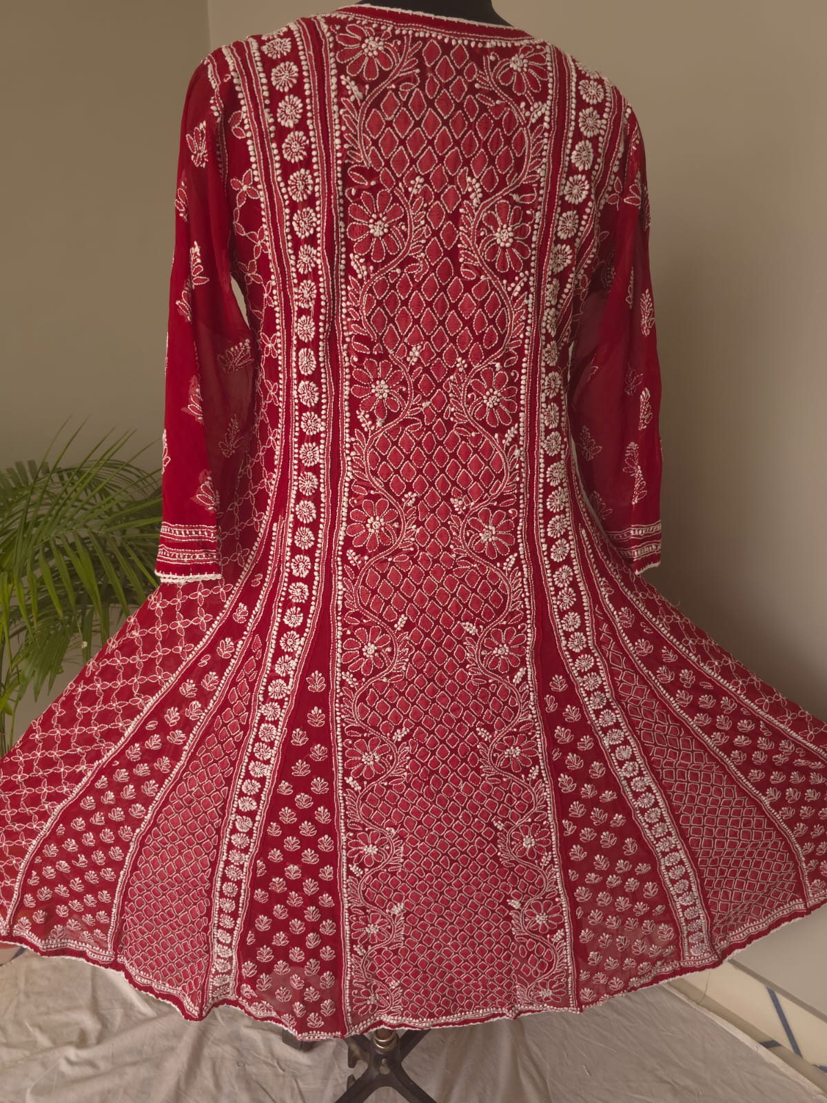 Maoon Georgette Stitched Full embroidered Anarkali Kalidar Kurta