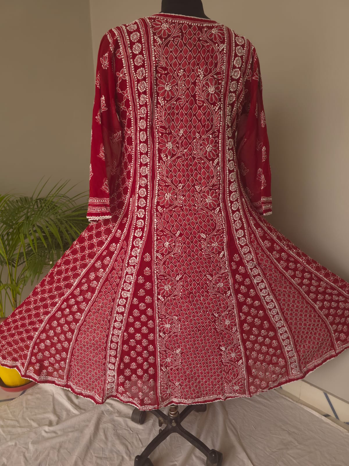 Maoon Georgette Stitched Full embroidered Anarkali Kalidar Kurta