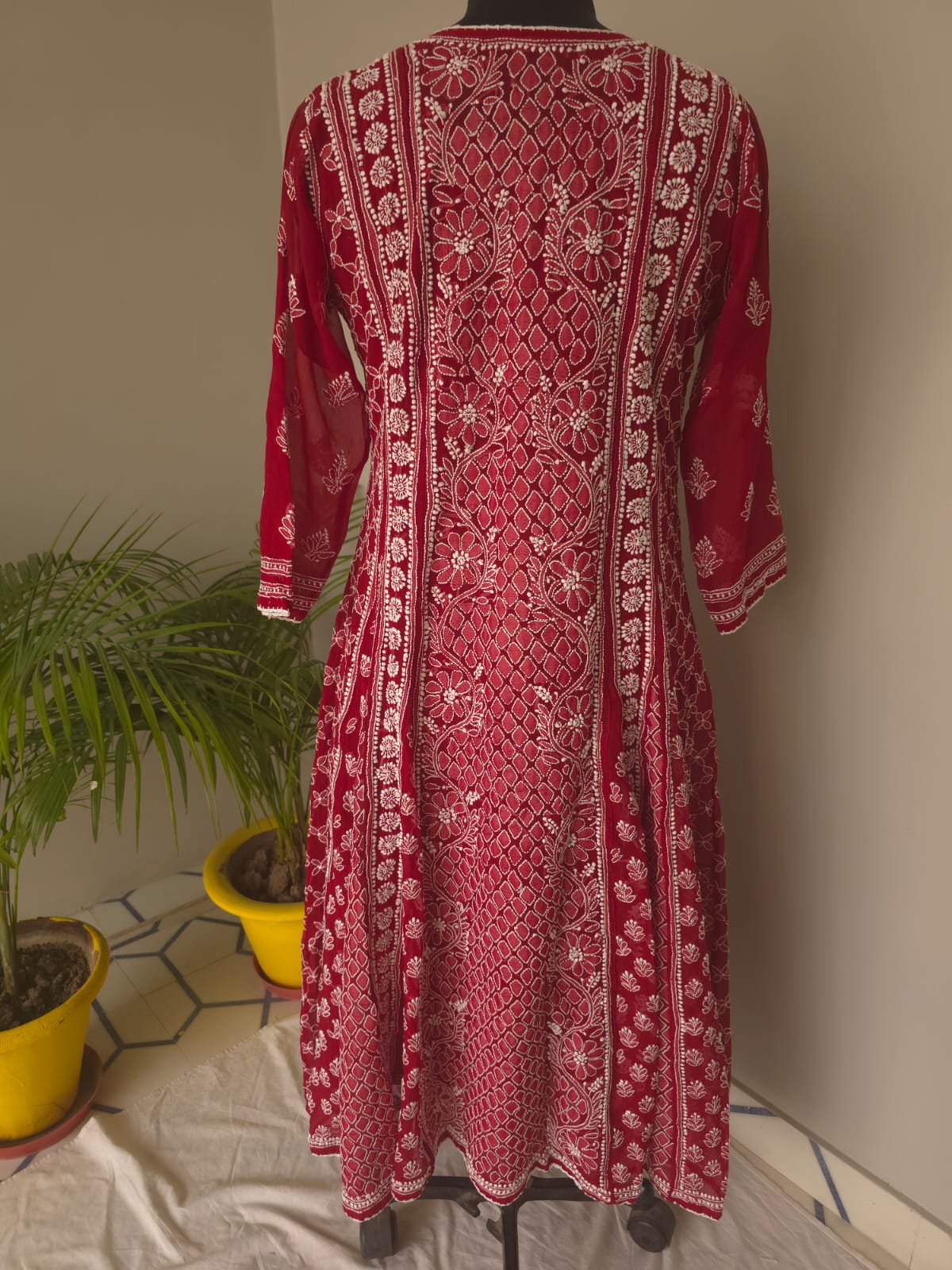 Maoon Georgette Stitched Full embroidered Anarkali Kalidar Kurta