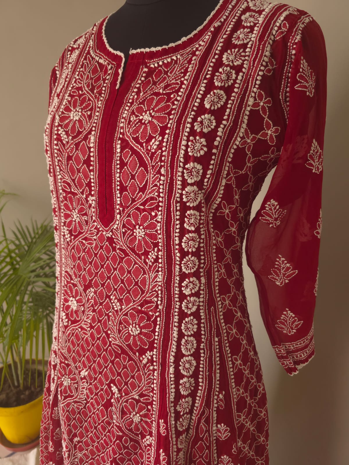 Maoon Georgette Stitched Full embroidered Anarkali Kalidar Kurta