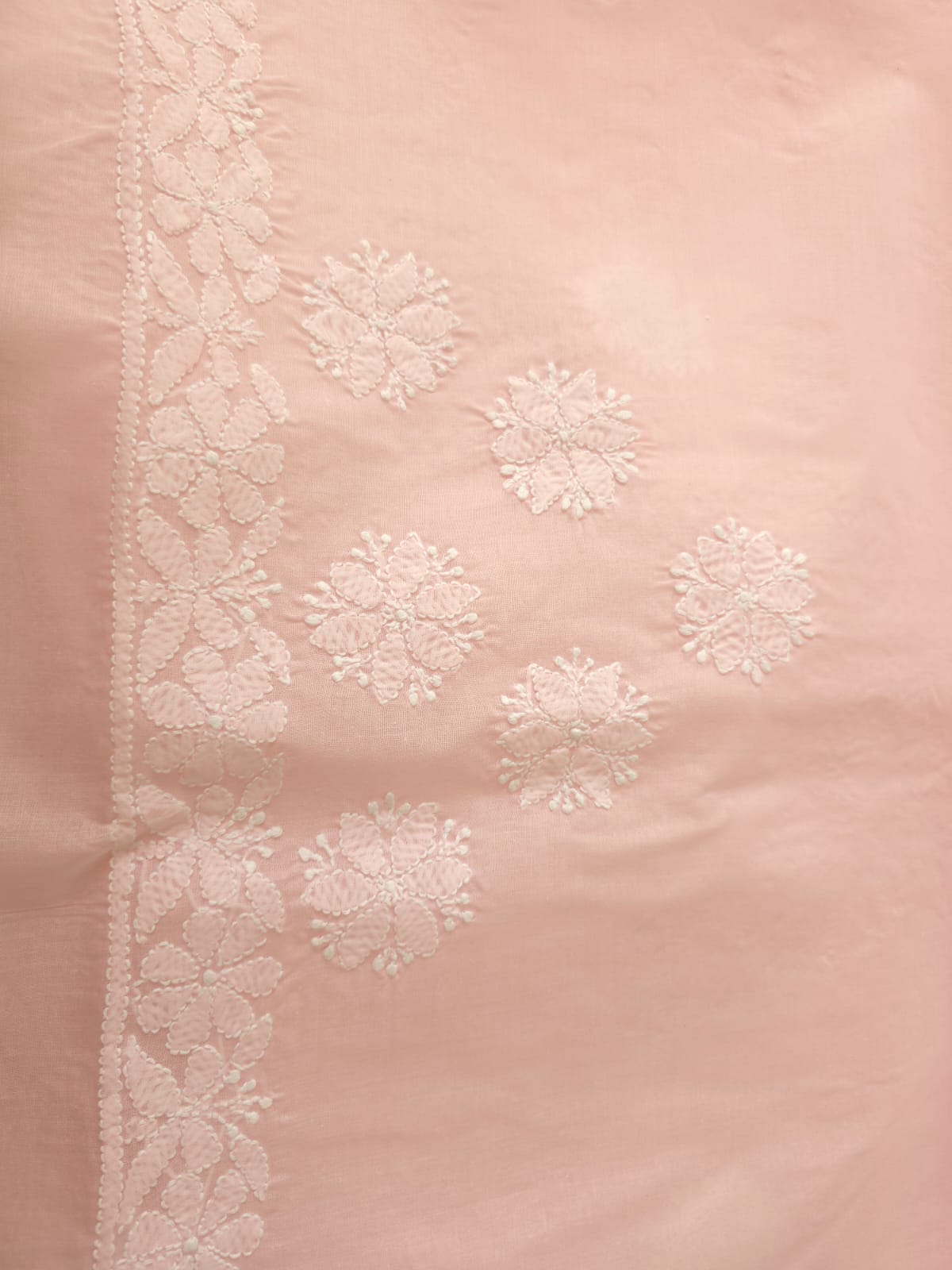 Baby pink Cotton saree with beautiful chikankari