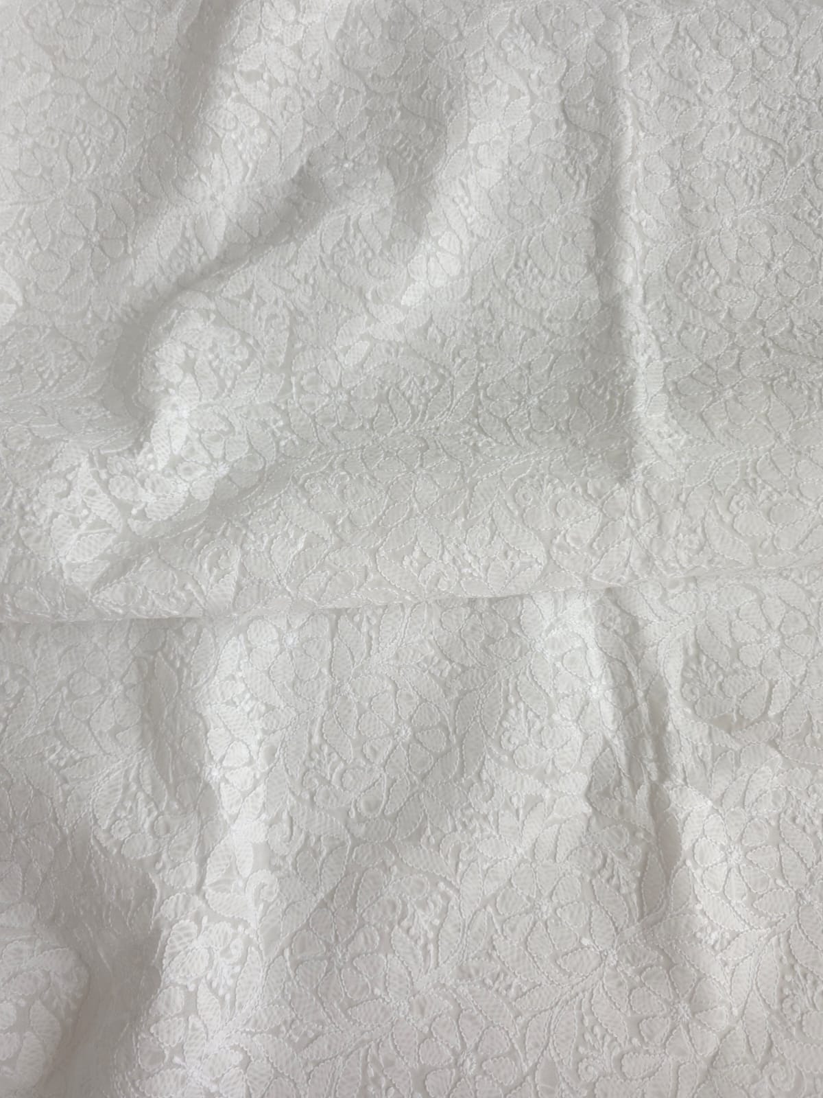 White Front Jaalwork Kurta fabric