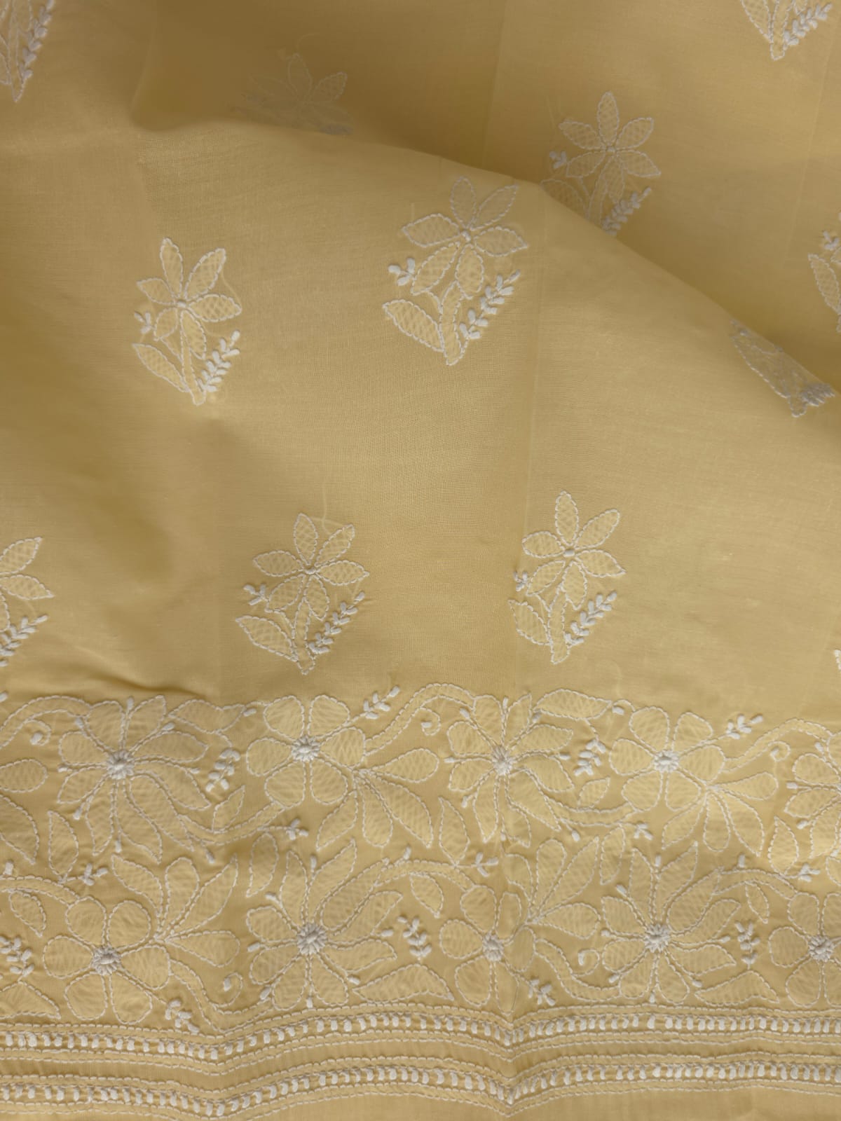 Beige Cotton exquisite jaalwork Kurta fabric