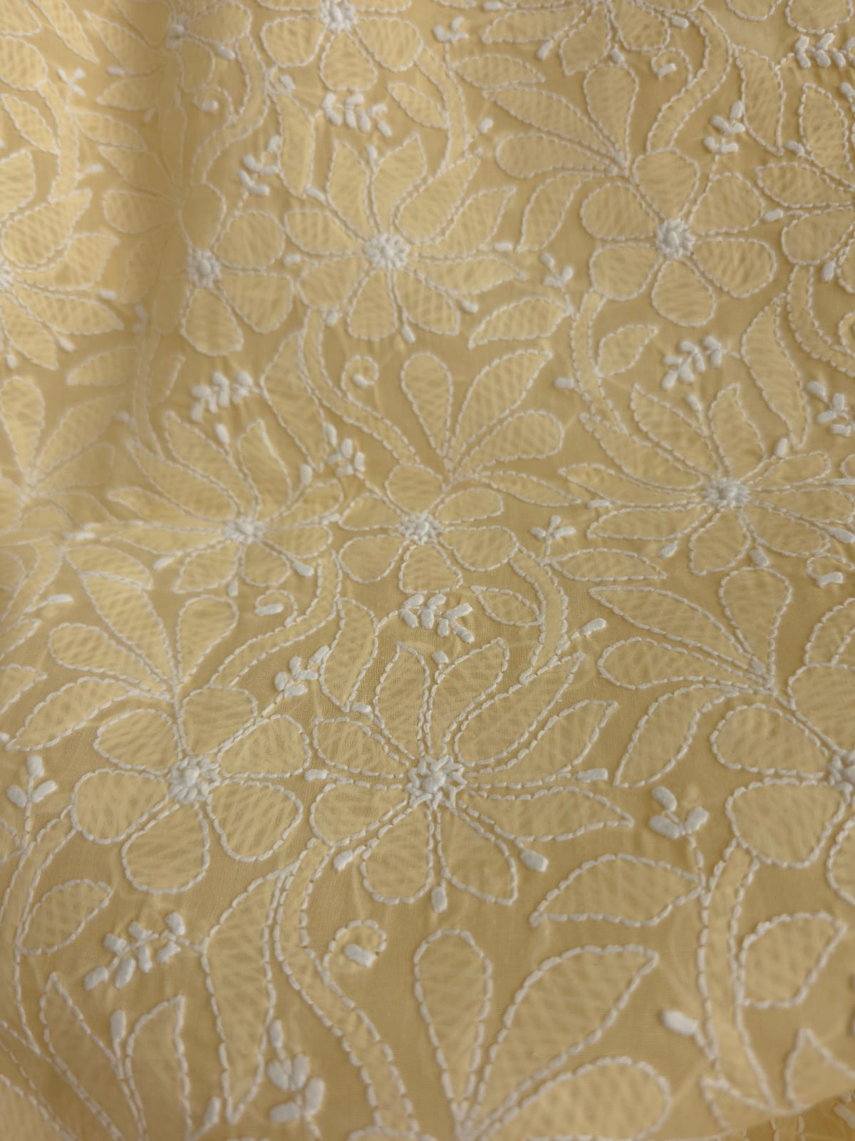 Beige Cotton exquisite jaalwork Kurta fabric