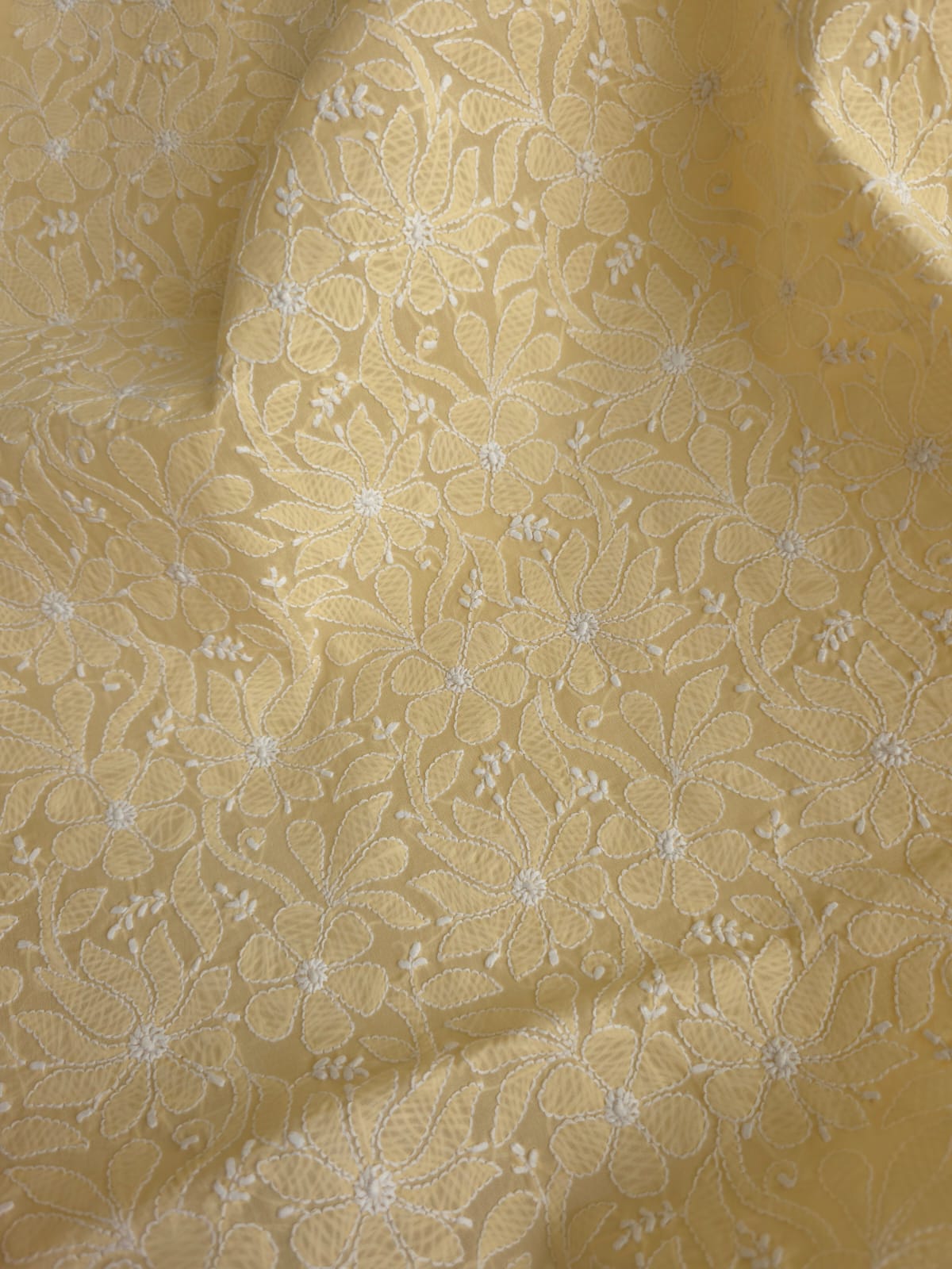 Beige Cotton exquisite jaalwork Kurta fabric