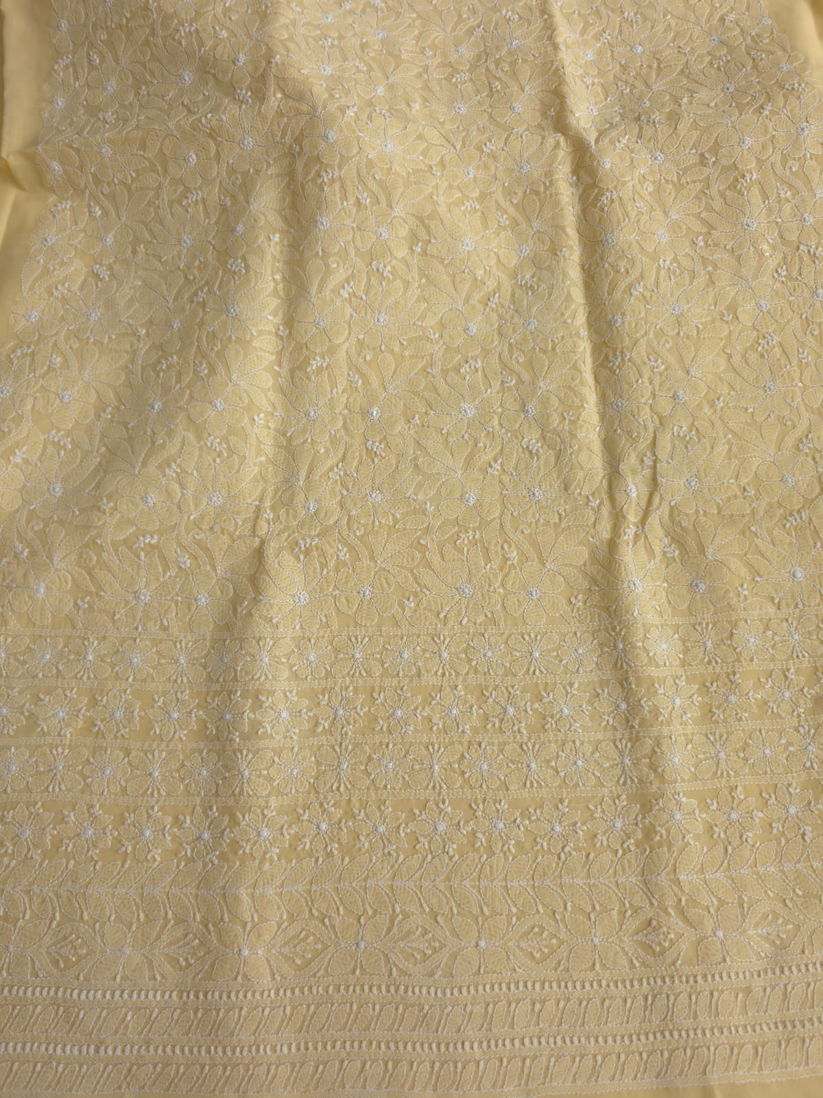 Beige Cotton exquisite jaalwork Kurta fabric