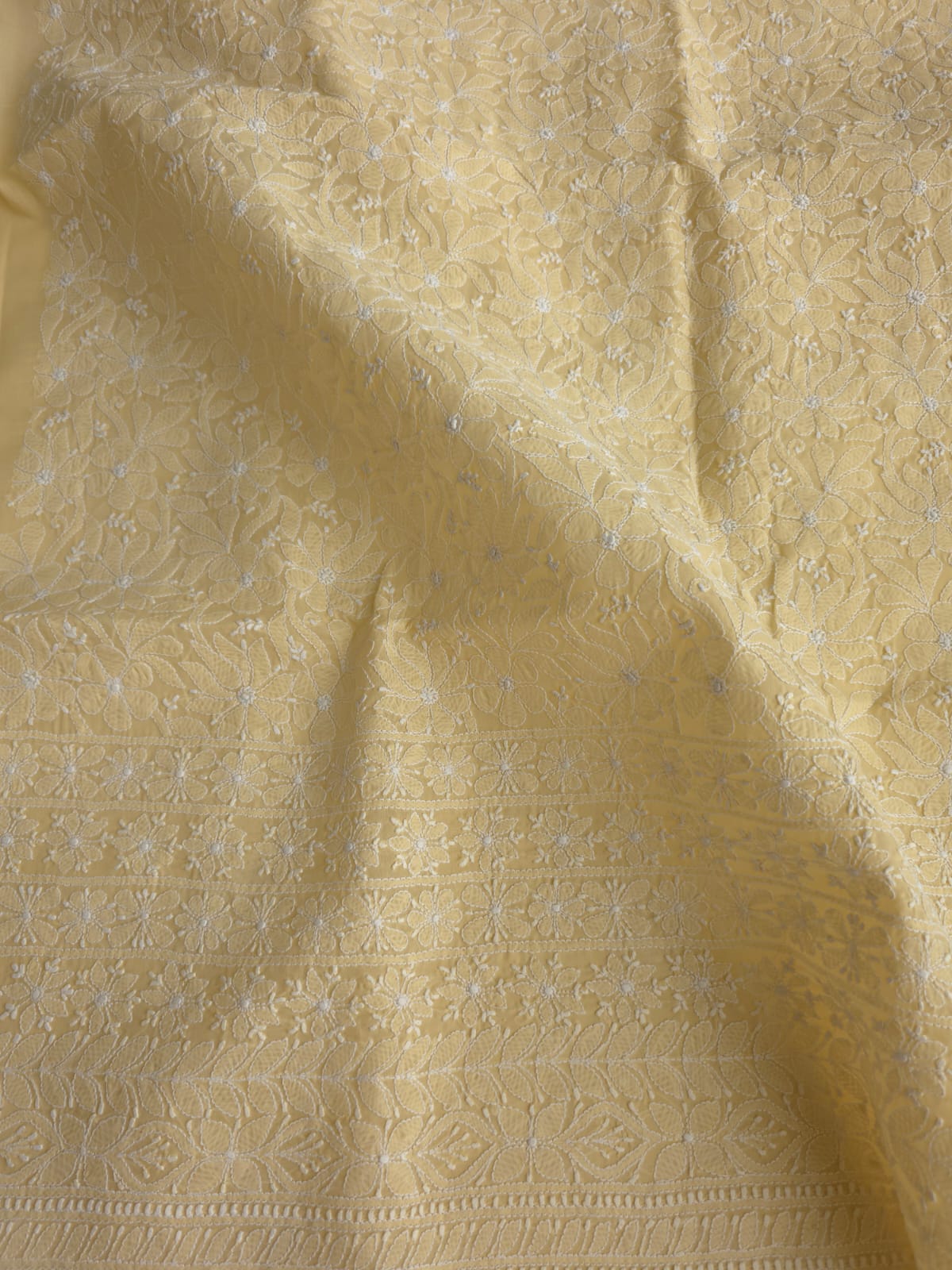 Beige Cotton exquisite jaalwork Kurta fabric