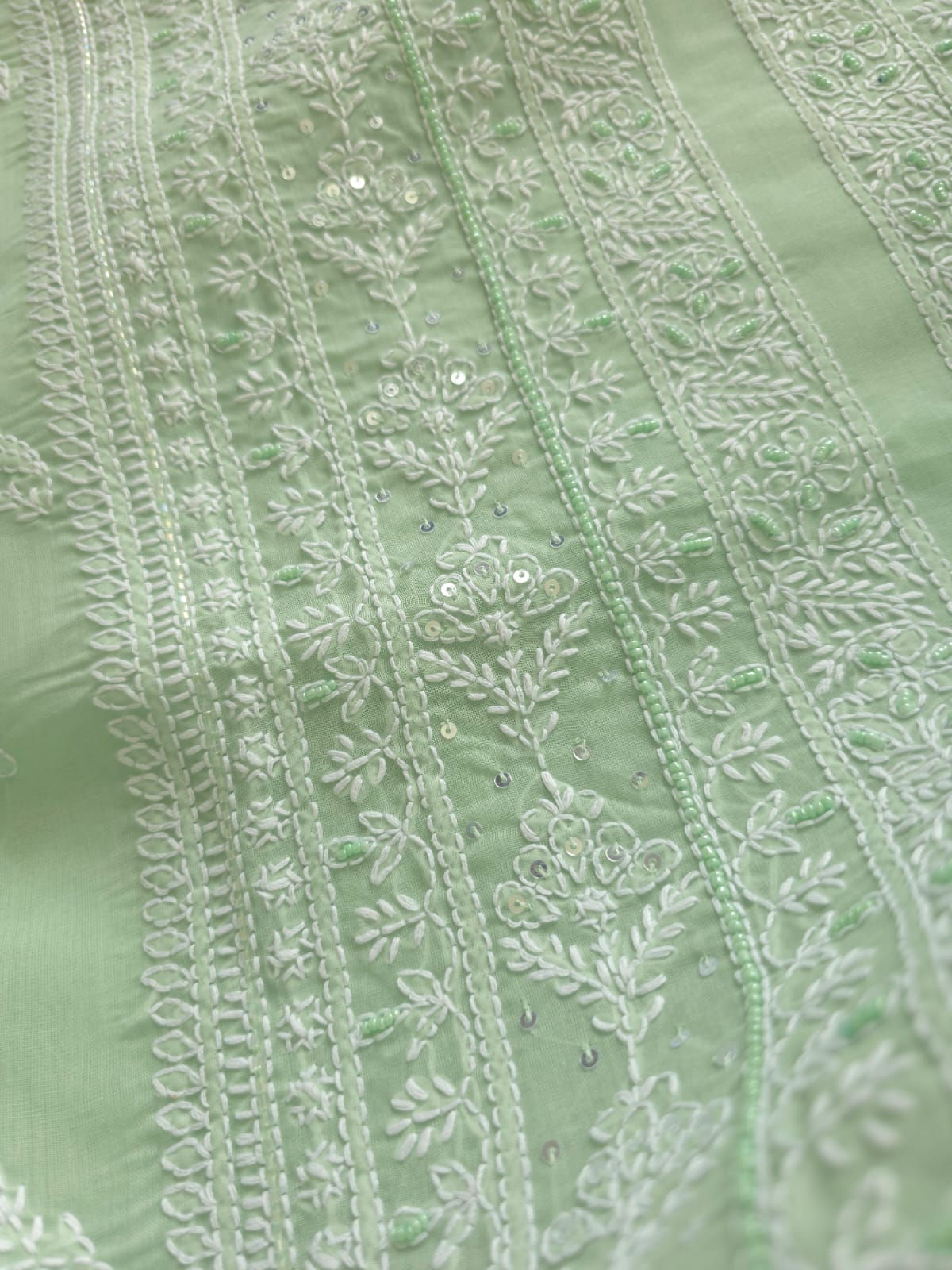 Mint Green Cotton Full set with handwork and embellishments