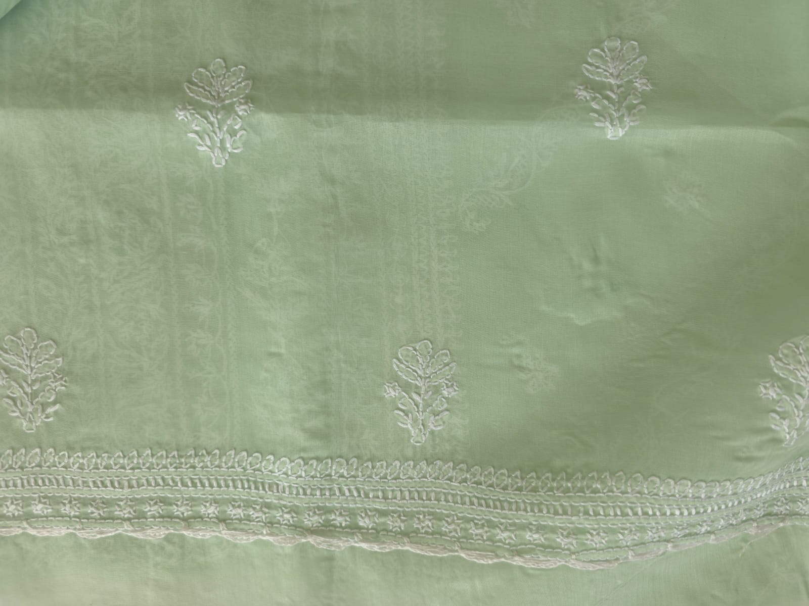Mint Green Cotton Full set with handwork and embellishments