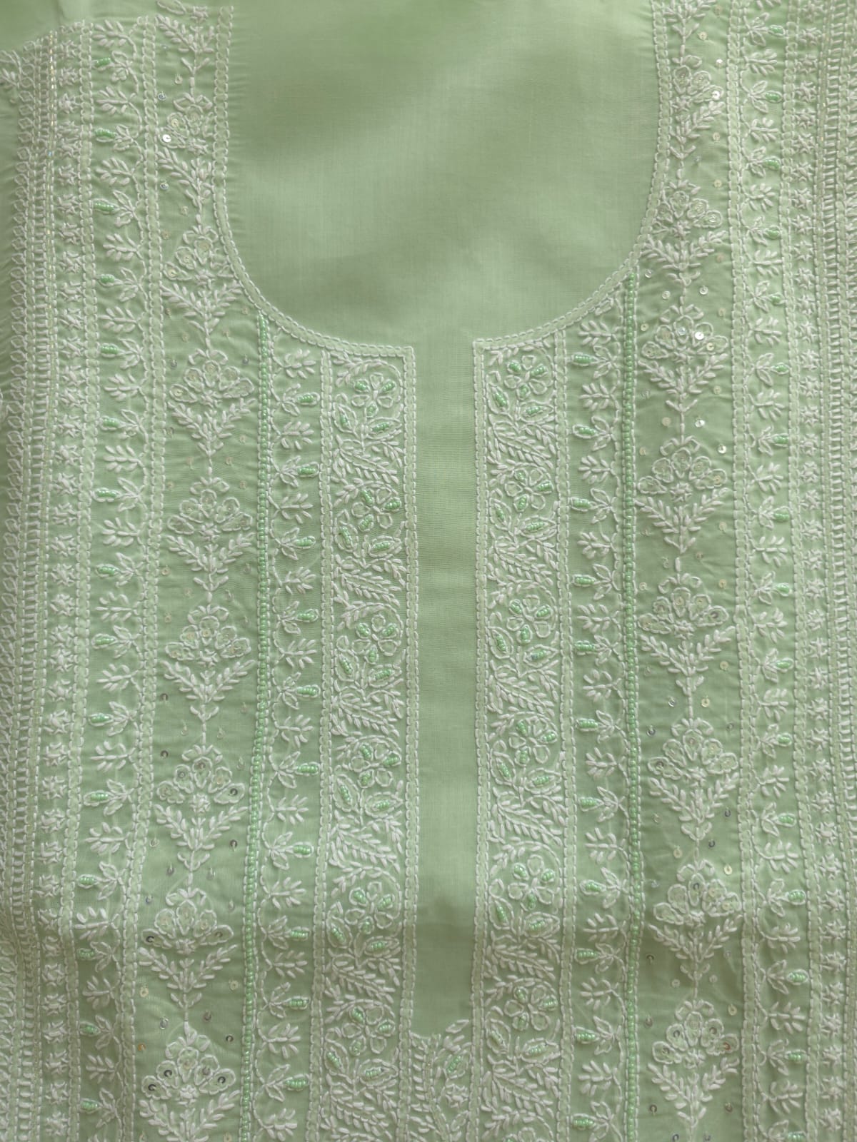 Mint Green Cotton Full set with handwork and embellishments