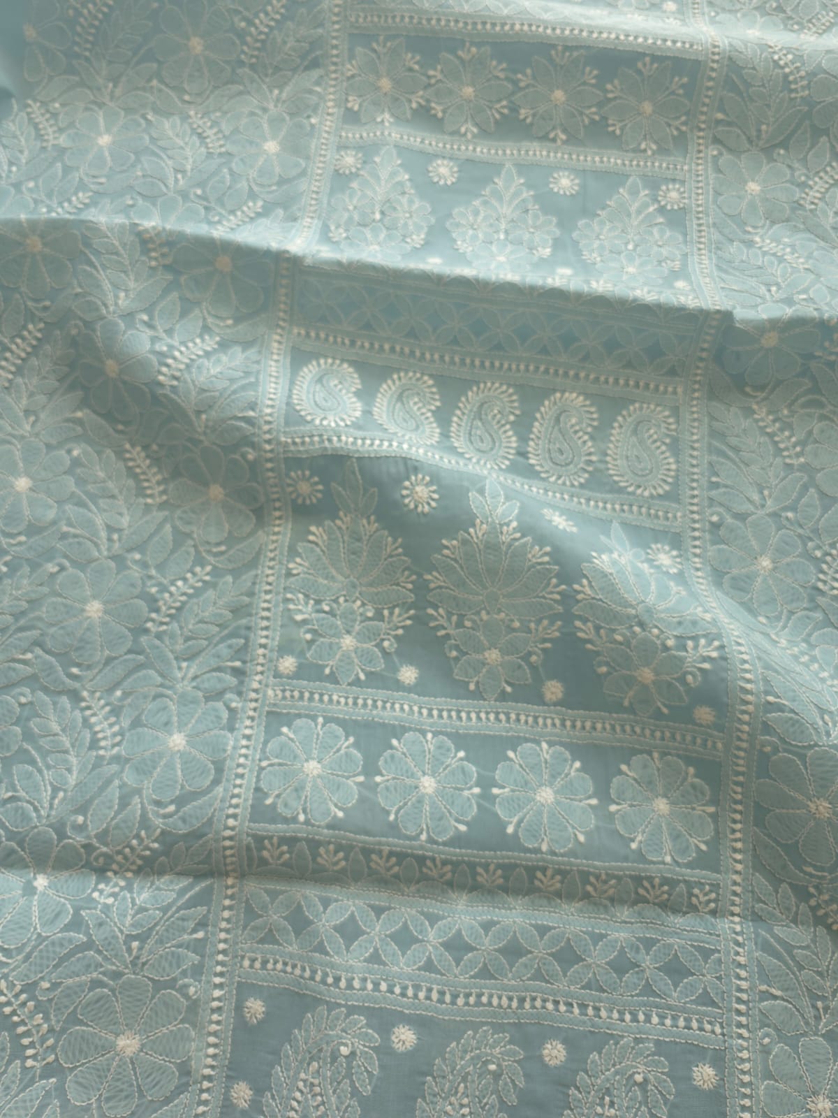 Grey Cotton full set with Fine chikankari Only