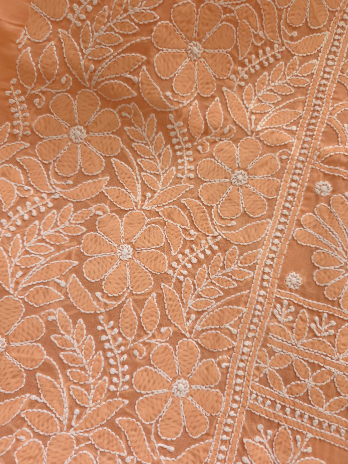 Brick Rust Color Cotton Full set with Fine Chikankari Only