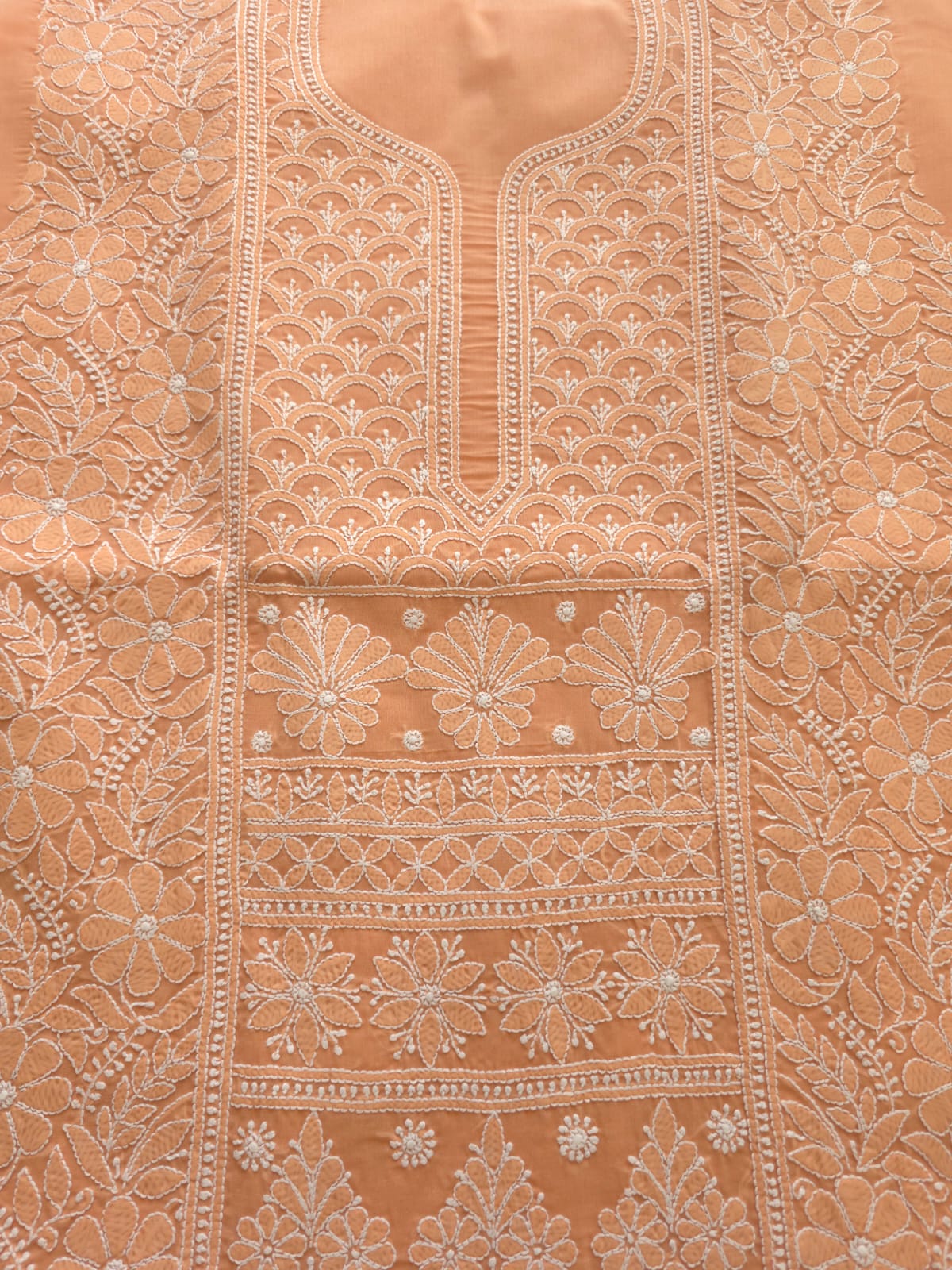 Brick Rust Color Cotton Full set with Fine Chikankari Only