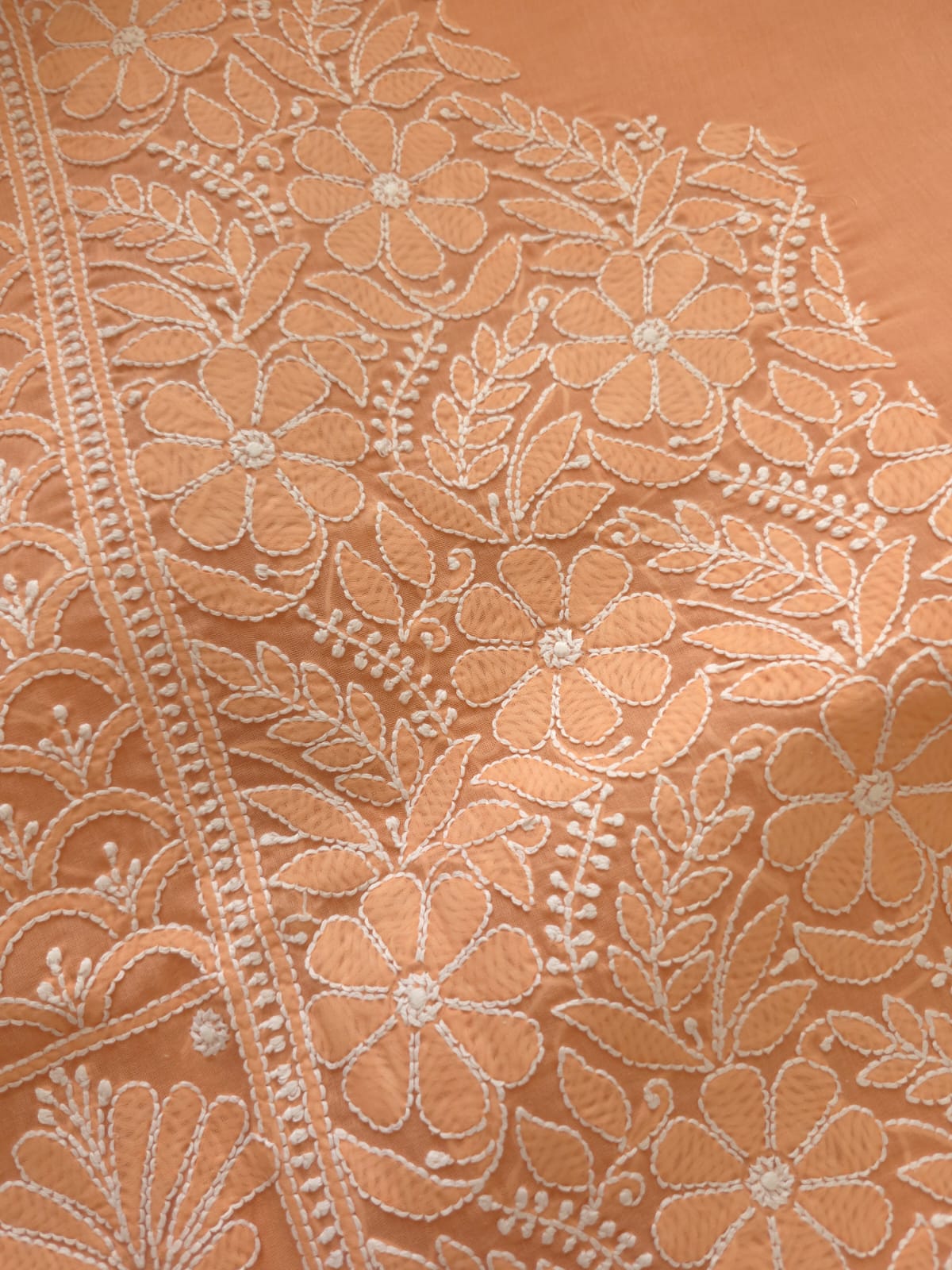 Brick Rust Color Cotton Full set with Fine Chikankari Only