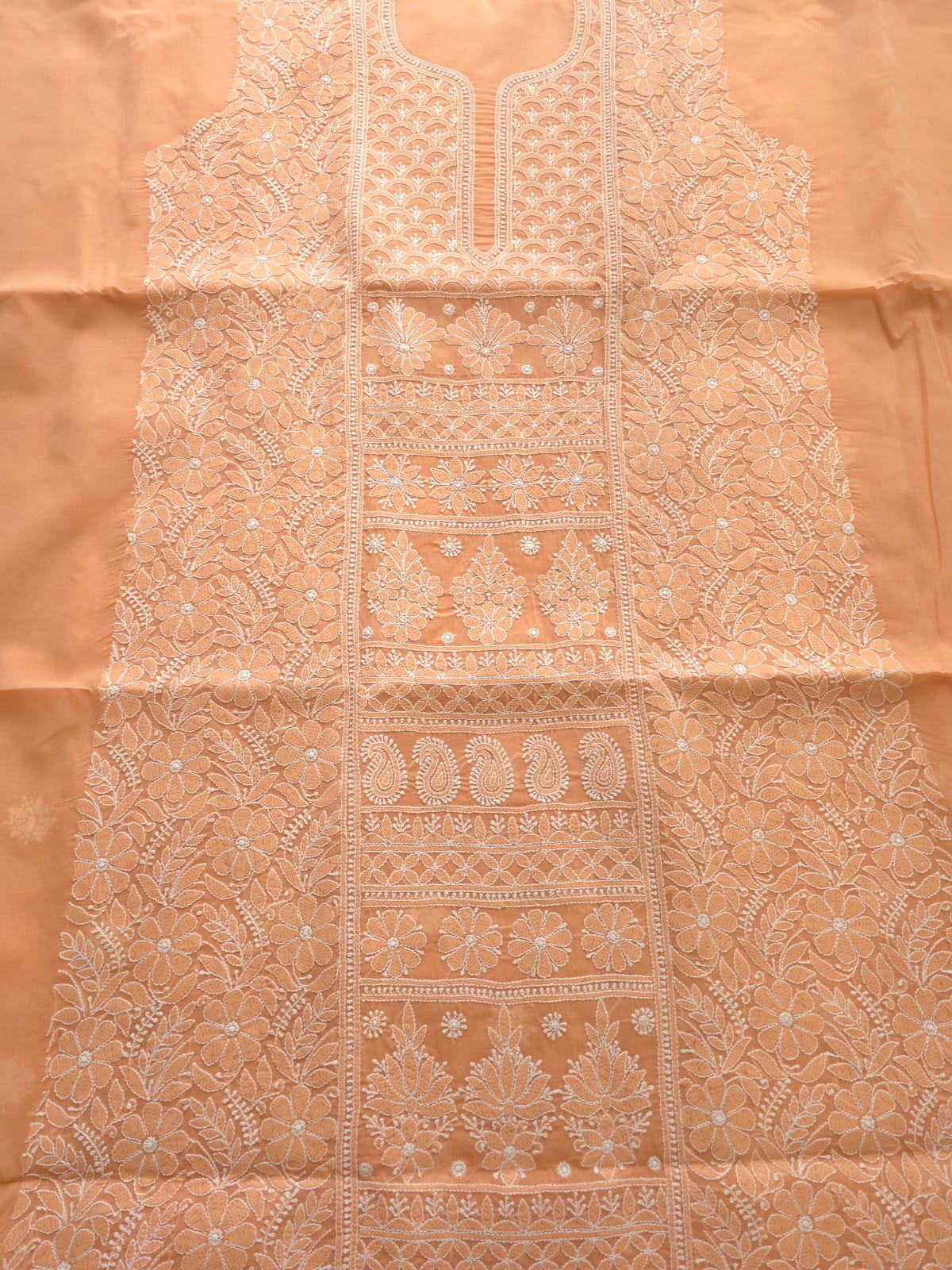 Brick Rust Color Cotton Full set with Fine Chikankari Only