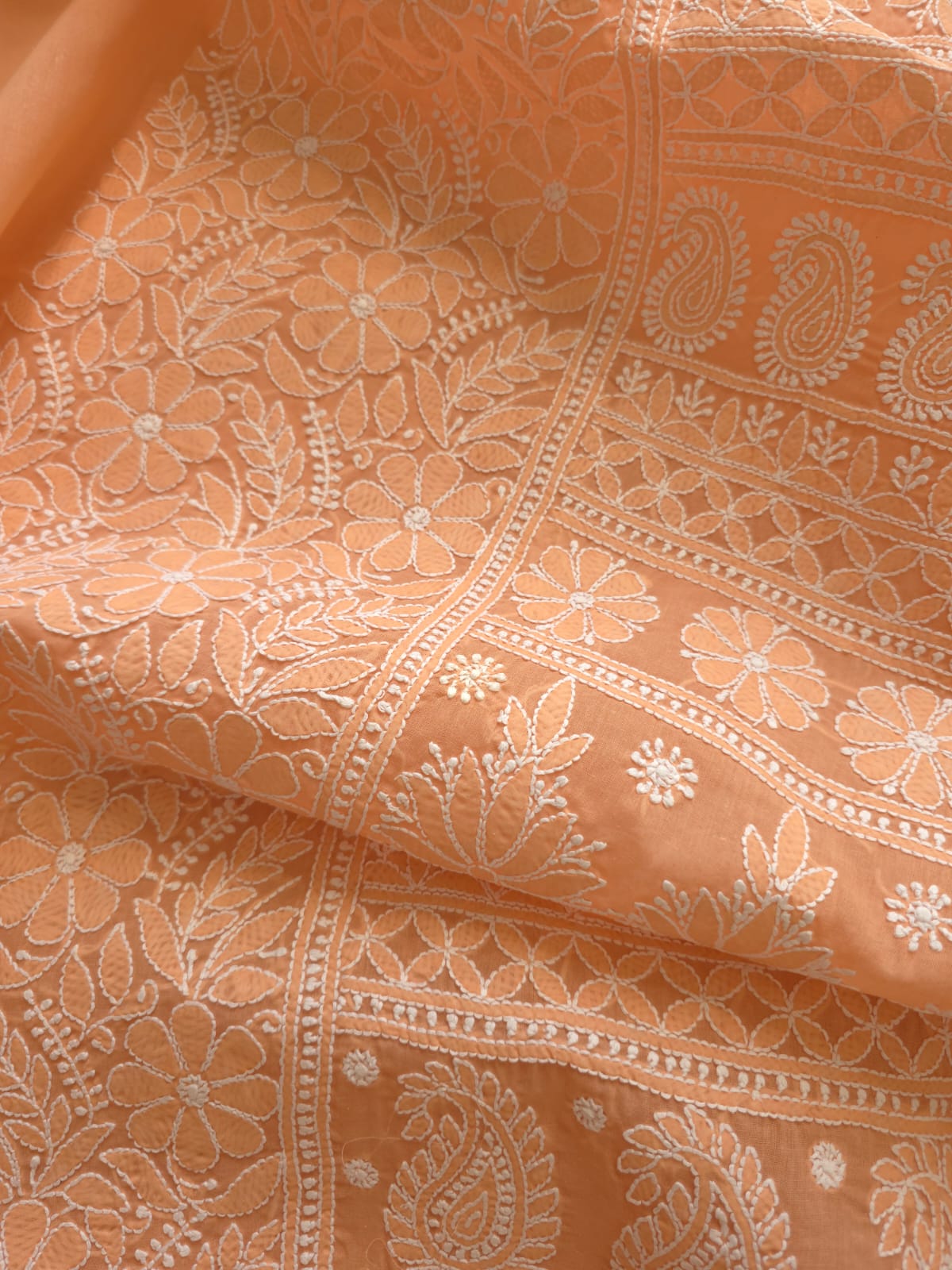 Brick Rust Color Cotton Full set with Fine Chikankari Only