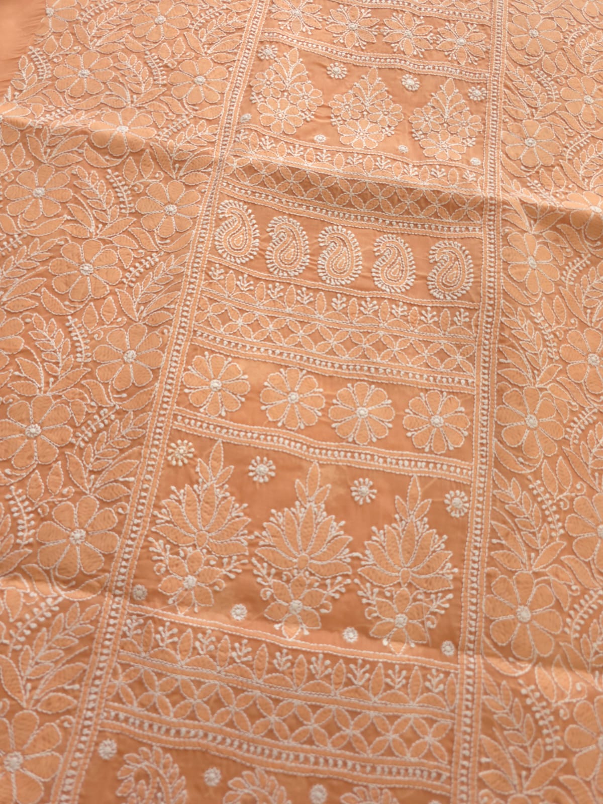 Brick Rust Color Cotton Full set with Fine Chikankari Only