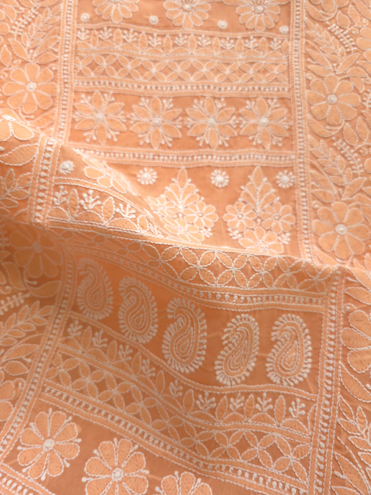 Brick Rust Color Cotton Full set with Fine Chikankari Only