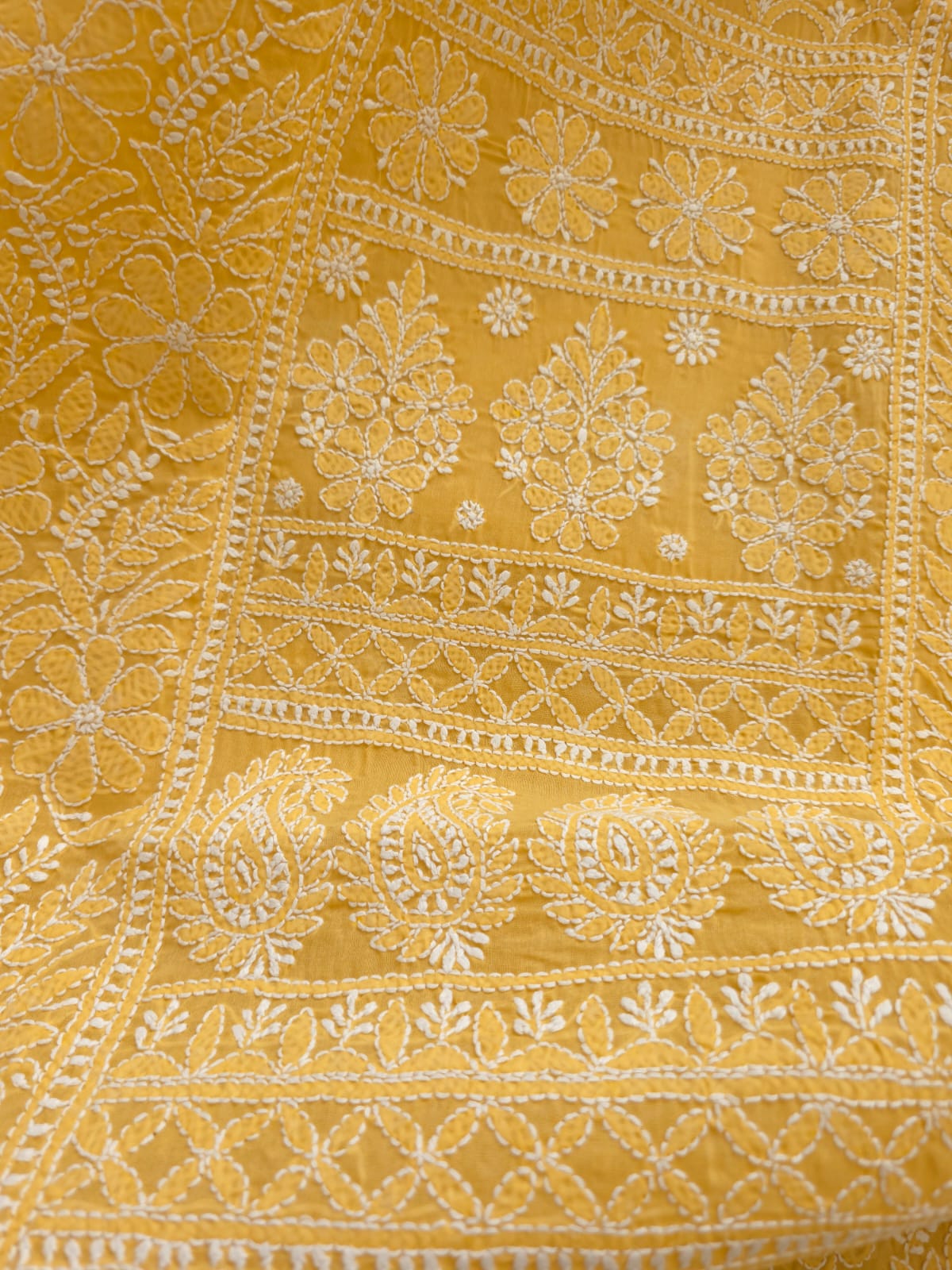 Mustard yellow Cotton full set with Fine Chikankari Only