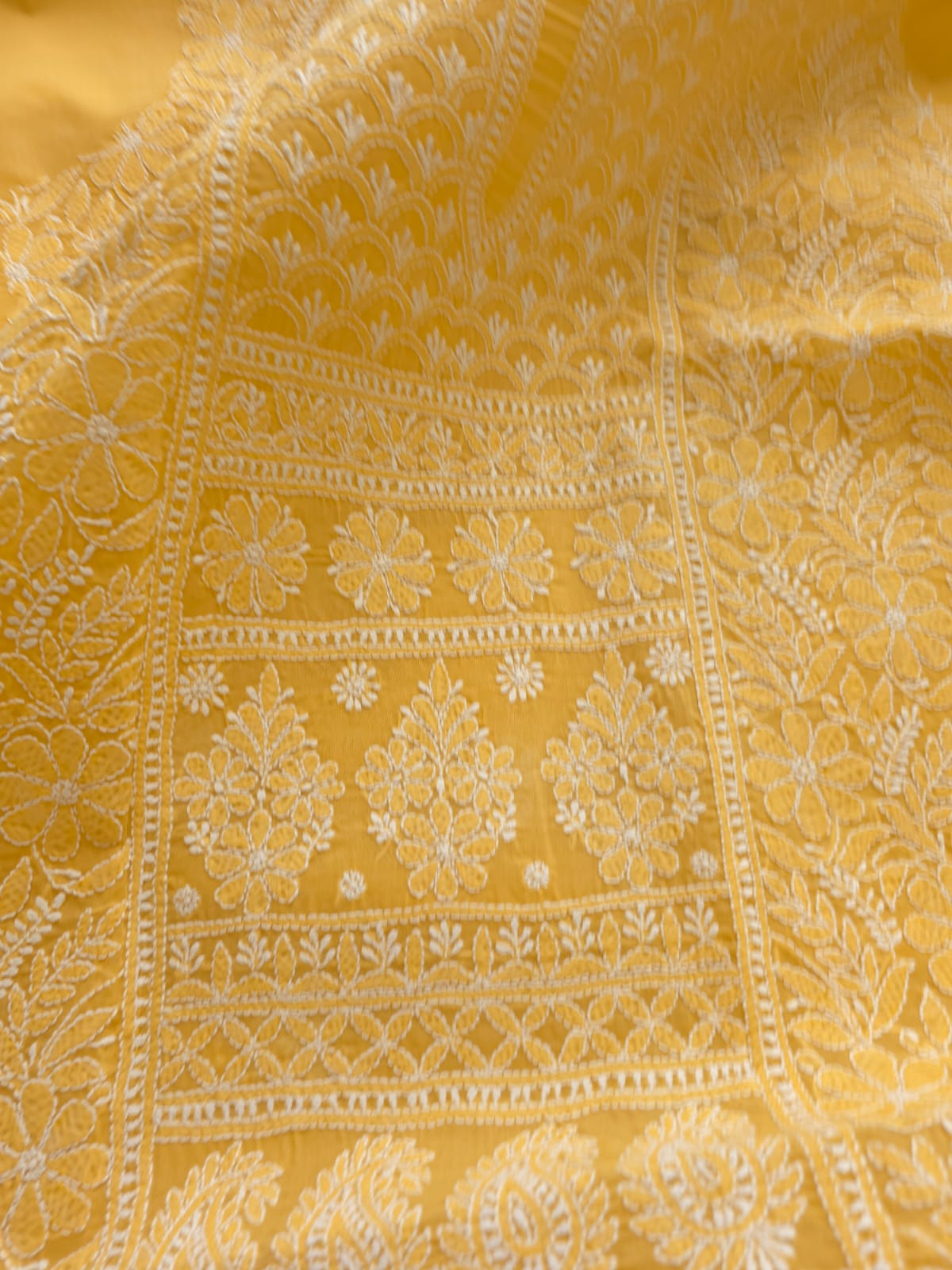 Mustard yellow Cotton full set with Fine Chikankari Only