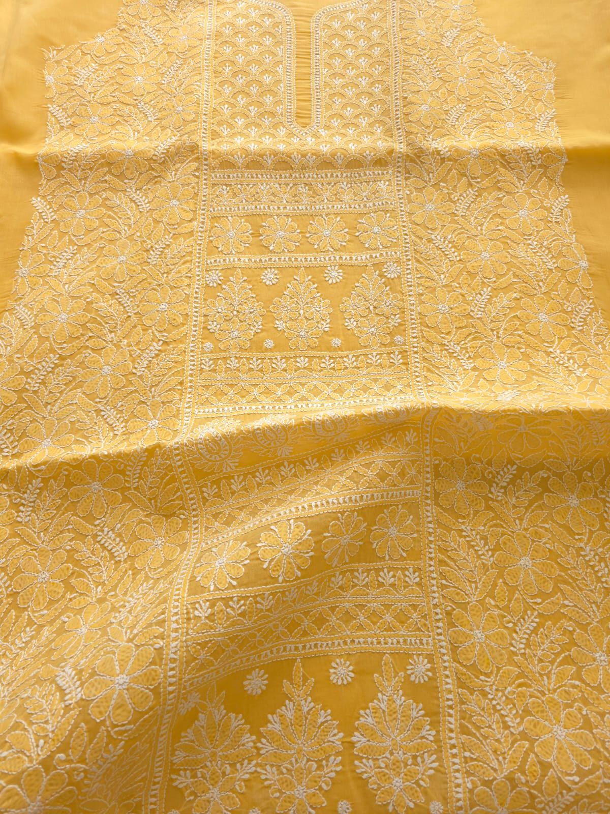 Mustard yellow Cotton full set with Fine Chikankari Only