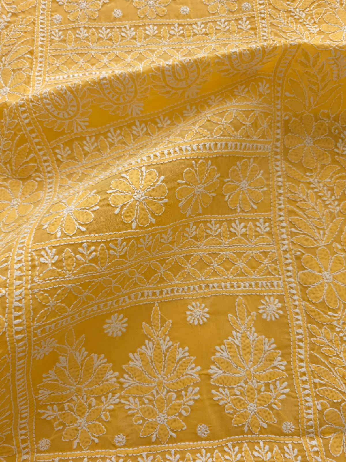 Mustard yellow Cotton full set with Fine Chikankari Only