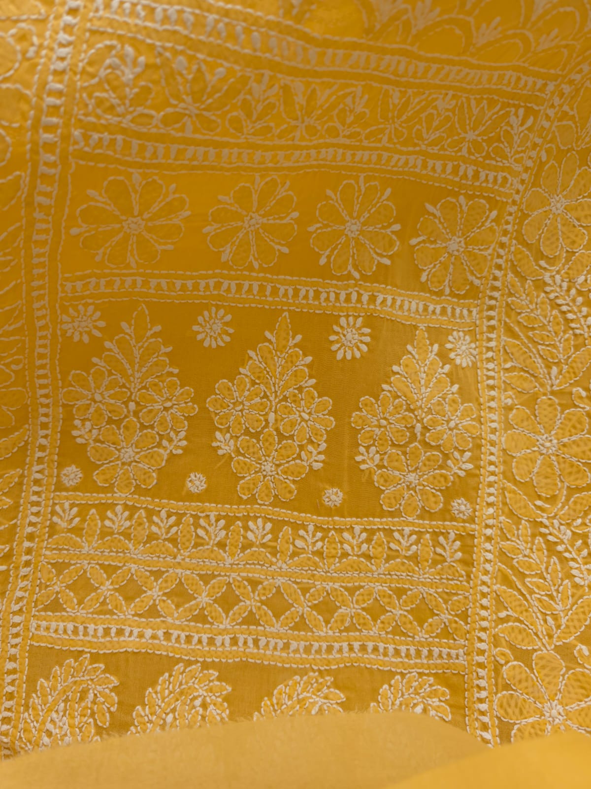 Mustard yellow Cotton full set with Fine Chikankari Only