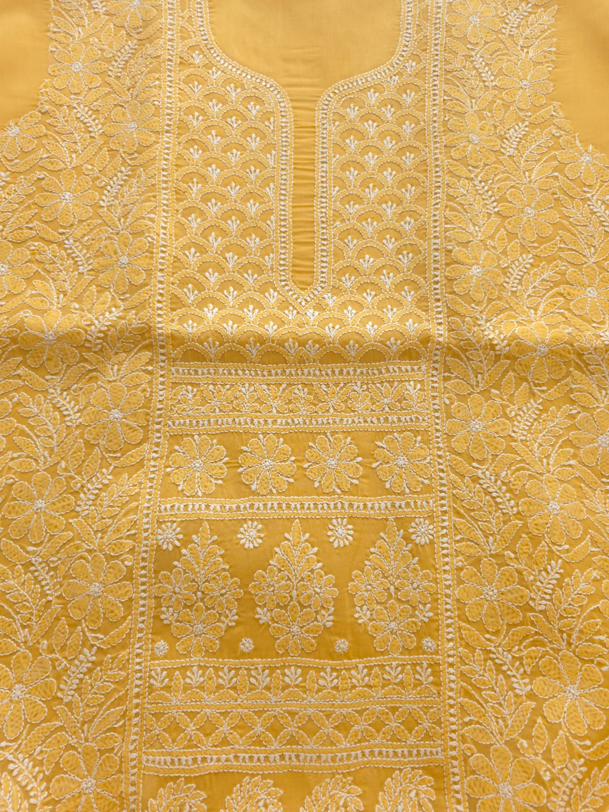 Mustard yellow Cotton full set with Fine Chikankari Only