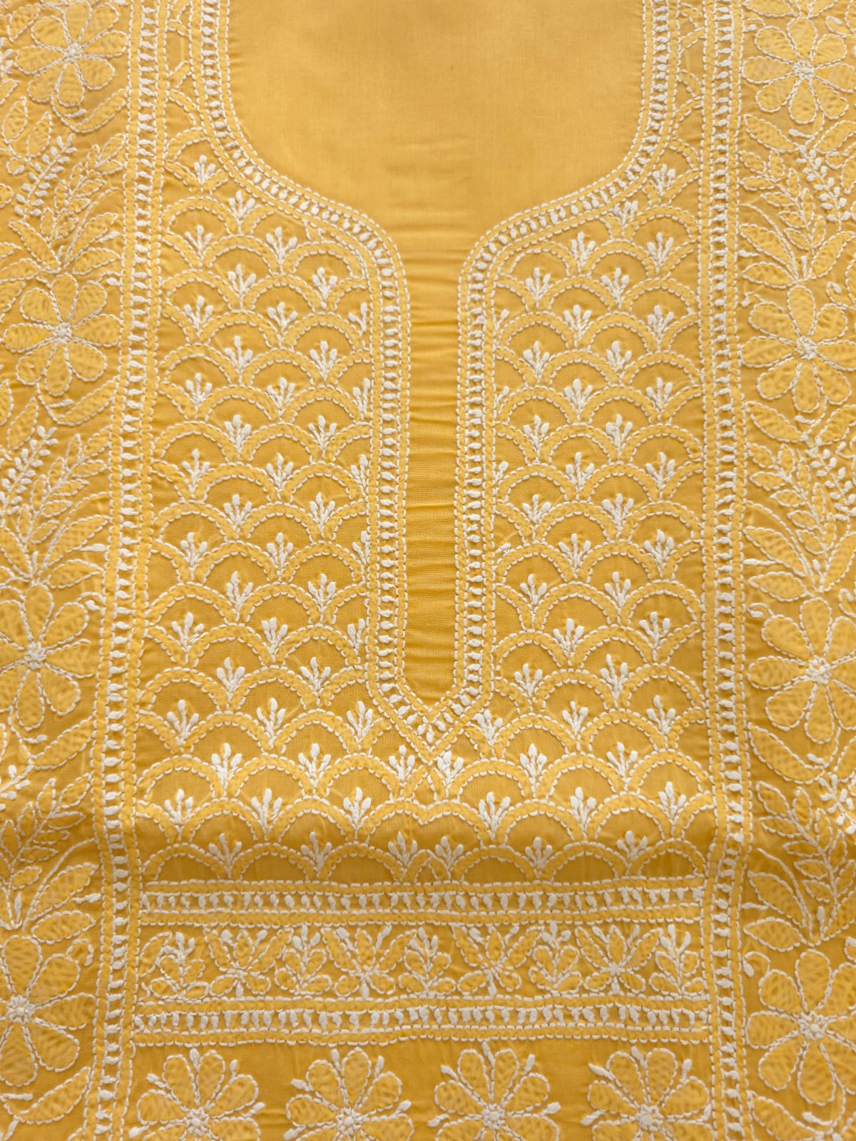 Mustard yellow Cotton full set with Fine Chikankari Only
