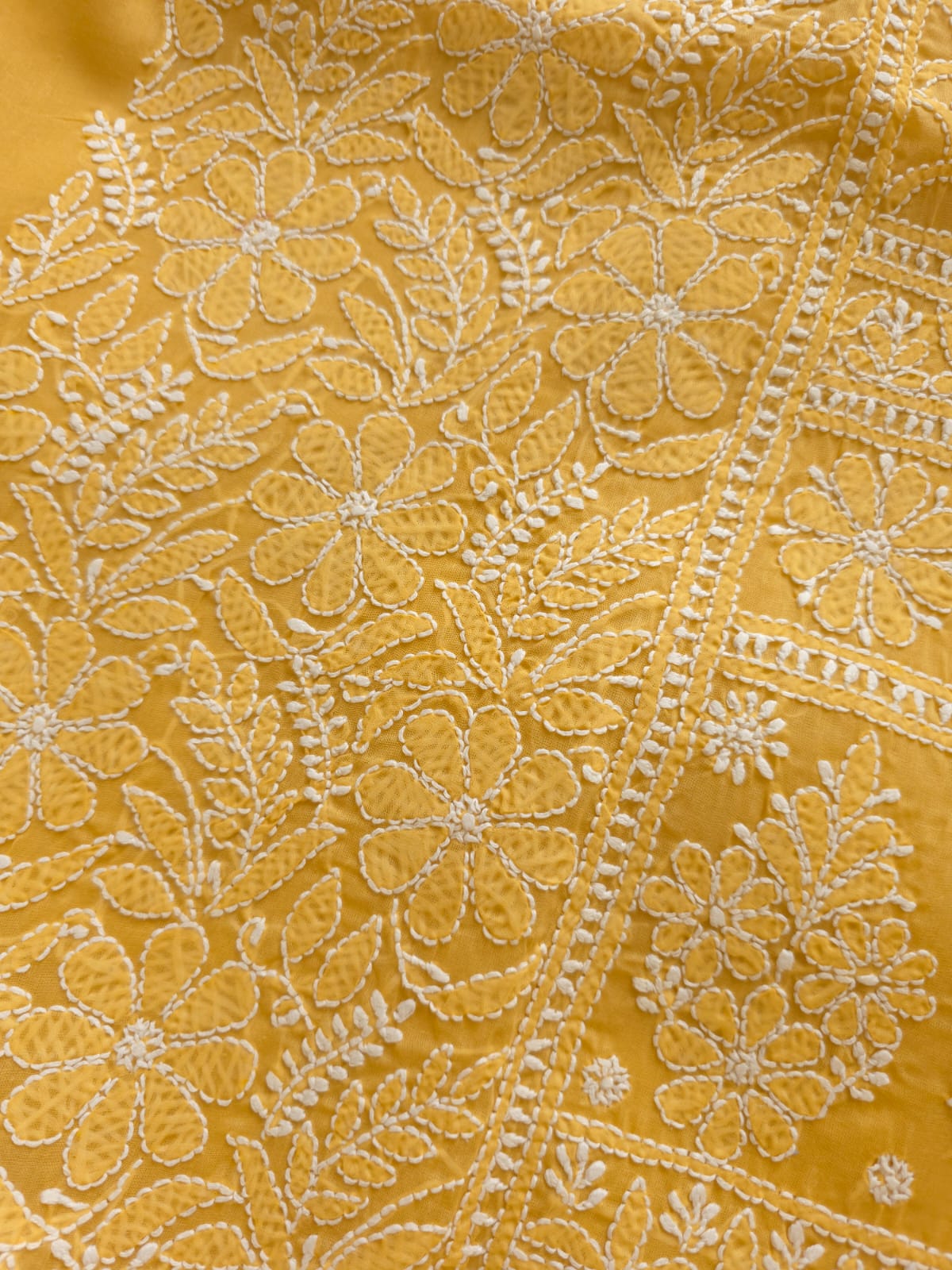 Mustard yellow Cotton full set with Fine Chikankari Only